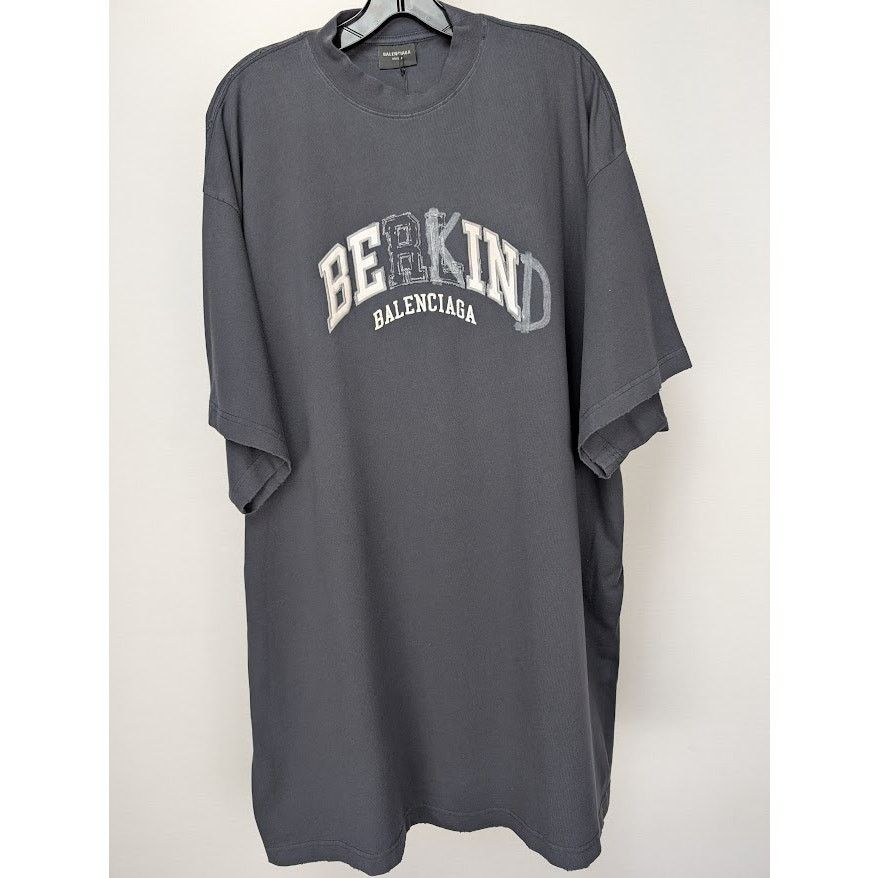 Balenciaga o1rshd1 Be Kind Vintage Jersey Faded Oversized T-Shirt Size US XL / EU 56 / 4 - 2 Thumbnail