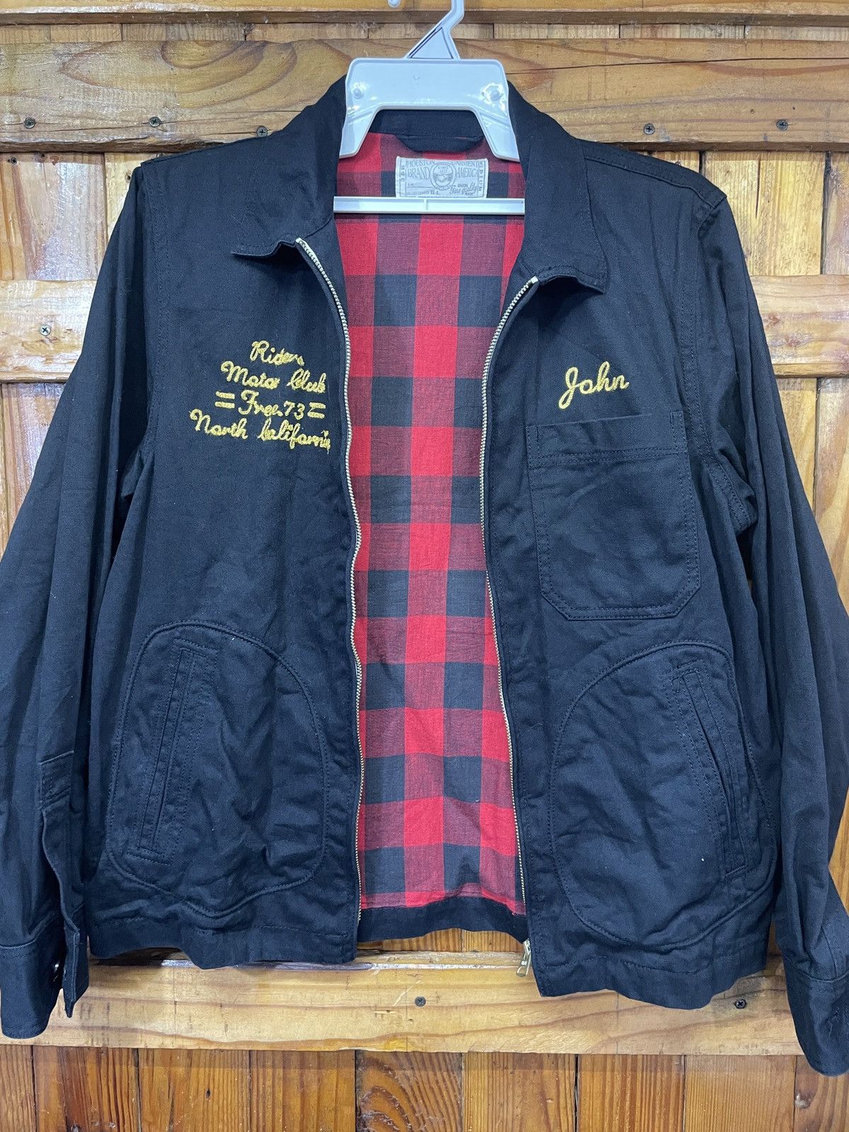 Japanese Brand × Vintage Houston Men's Black Embroidered Cotton Jacket Biker Size US M / EU 48-50 / 2 - 3 Thumbnail
