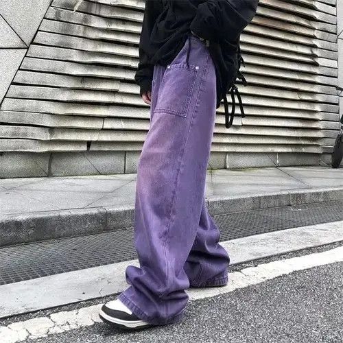 Japanese Brand × Jean Straight Baggy Purple Jeans Size US 35 - 4 Thumbnail