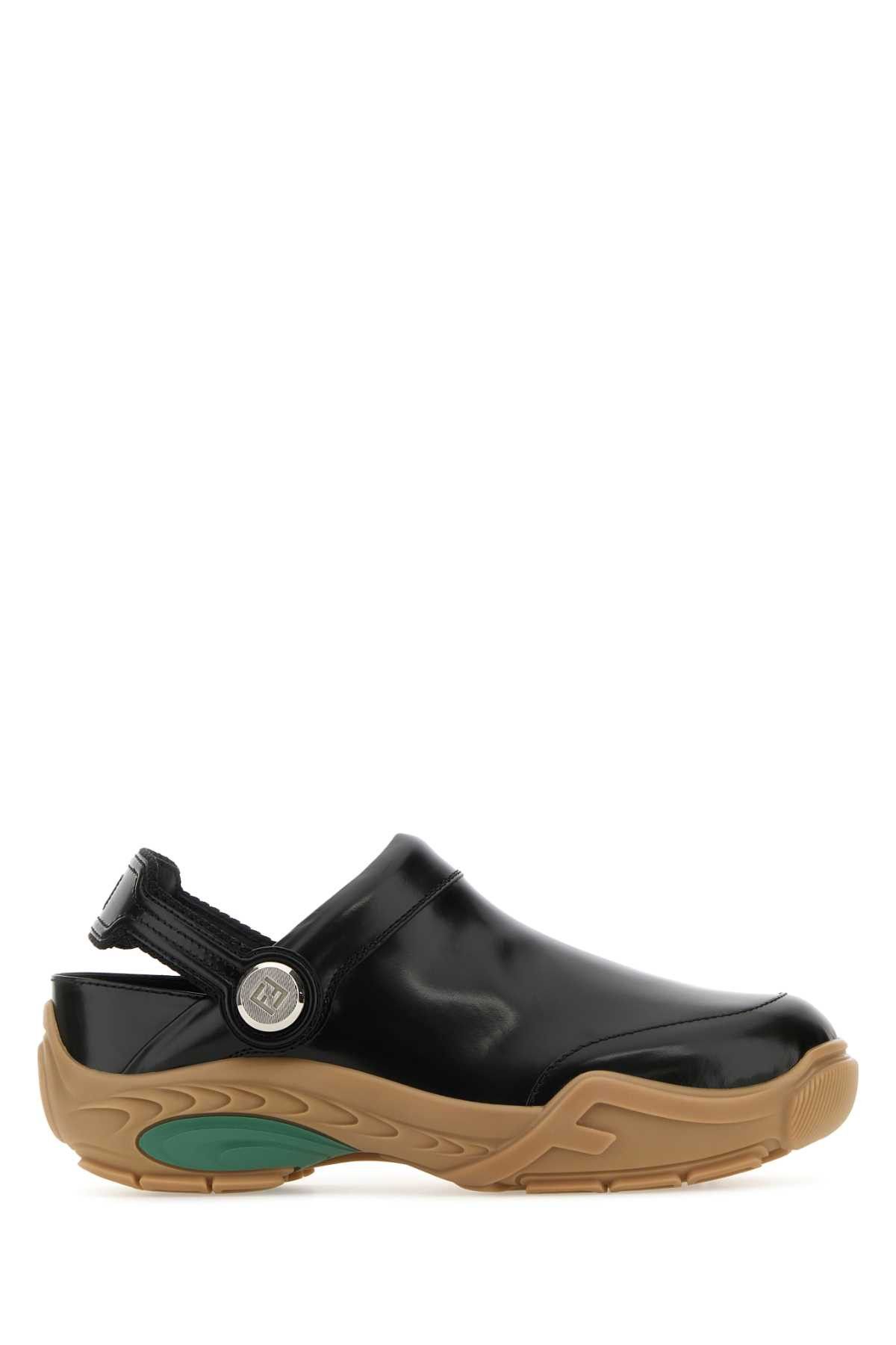 image of Black Leather Fendi Lab Mule Shoess Shoes, Men's (Size 7)