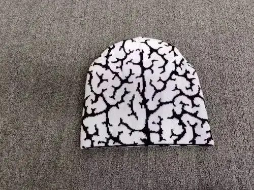 Other Brain Pattern All Over Graphic No Cuff Beanie Hat White Size ONE SIZE - 1 Thumbnail