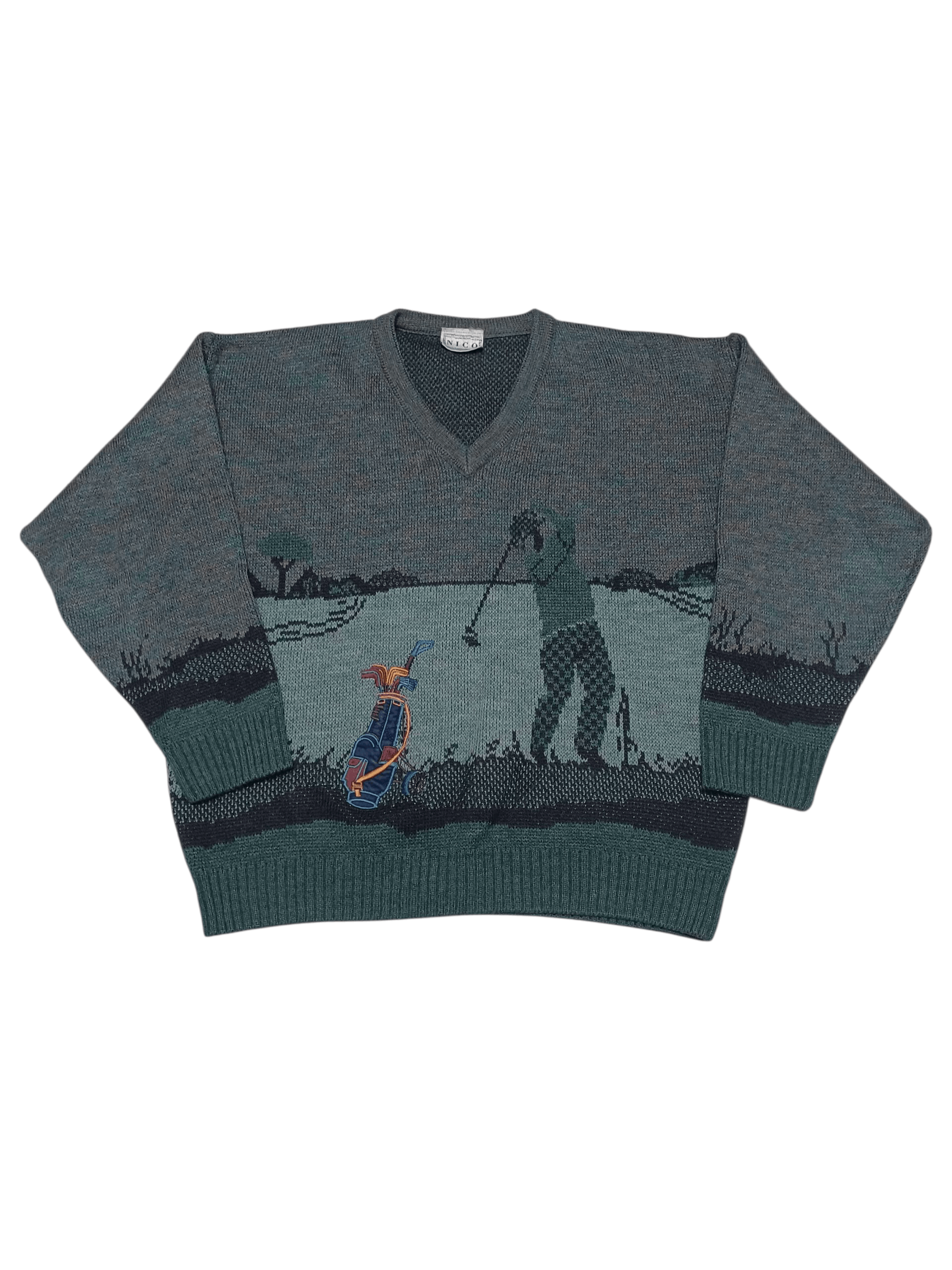 Other VINTAGE 90S OLDMONEY GOLF BIG LOGO V-NECK MADE IN UK SWEATER Size US XL / EU 56 / 4 - 1 Thumbnail