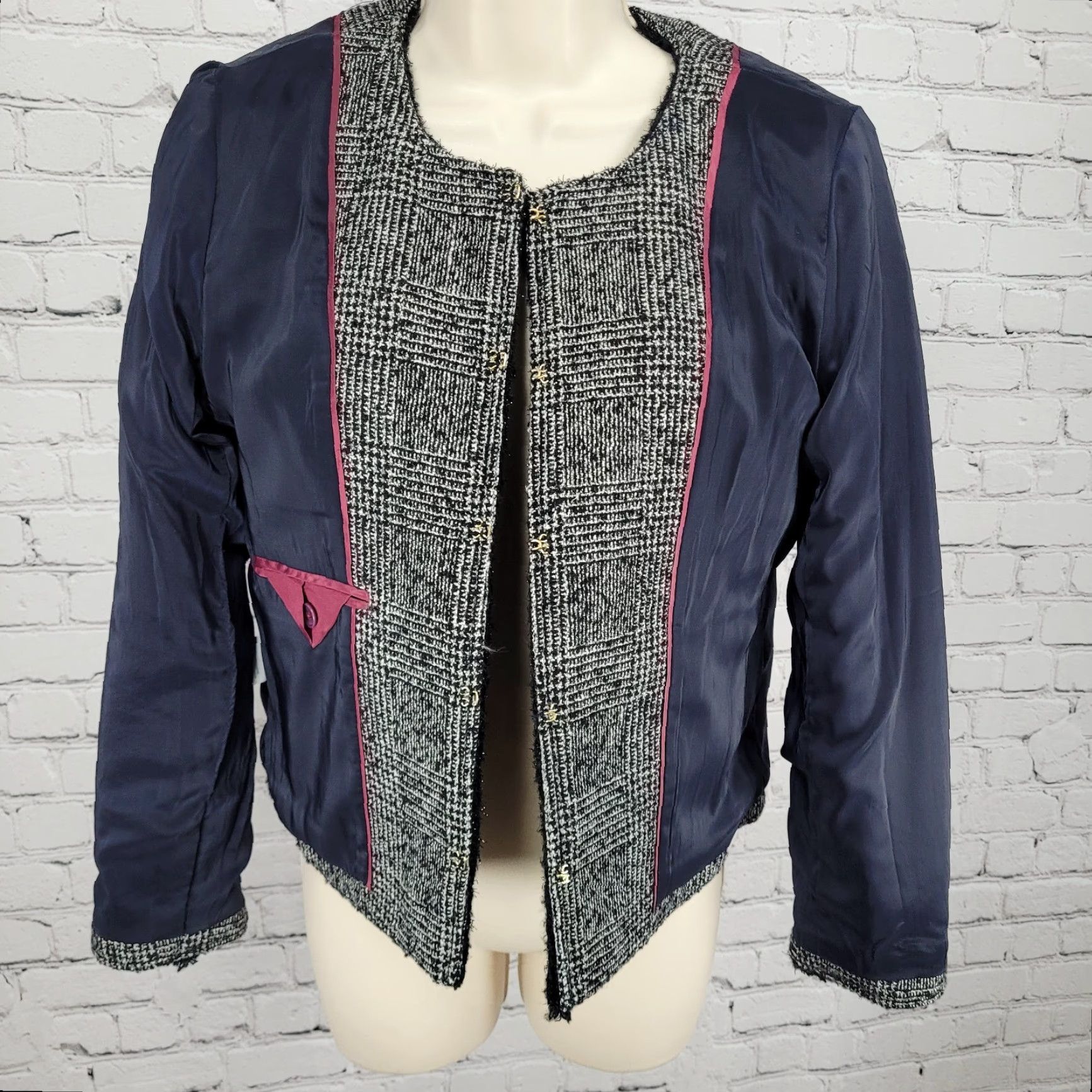 J.Crew J.Crew Black White Wool Blend Tweed Lined Jacket Size 6 Short Sleeve Womens Size M / US 6-8 / IT 42-44 - 5 Thumbnail