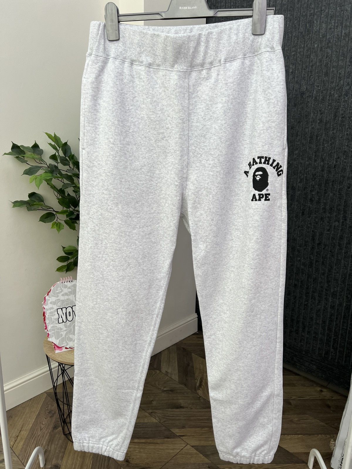 Bape A BATHING APE Men's COLLEGE WIDE FIT SWEAT PANTS Size US 34 / EU 50 - 1 Thumbnail
