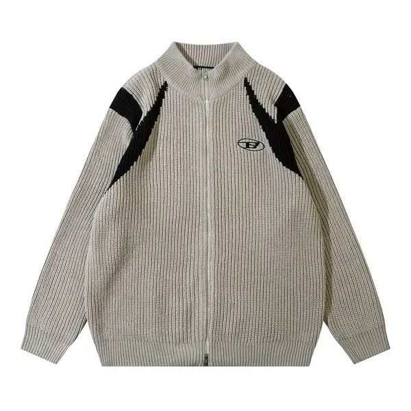 Vintage Hamaoka x Ayano GrayFull Zip Star Knit Sweater Size US L / EU 52-54 / 3 - 1 Thumbnail