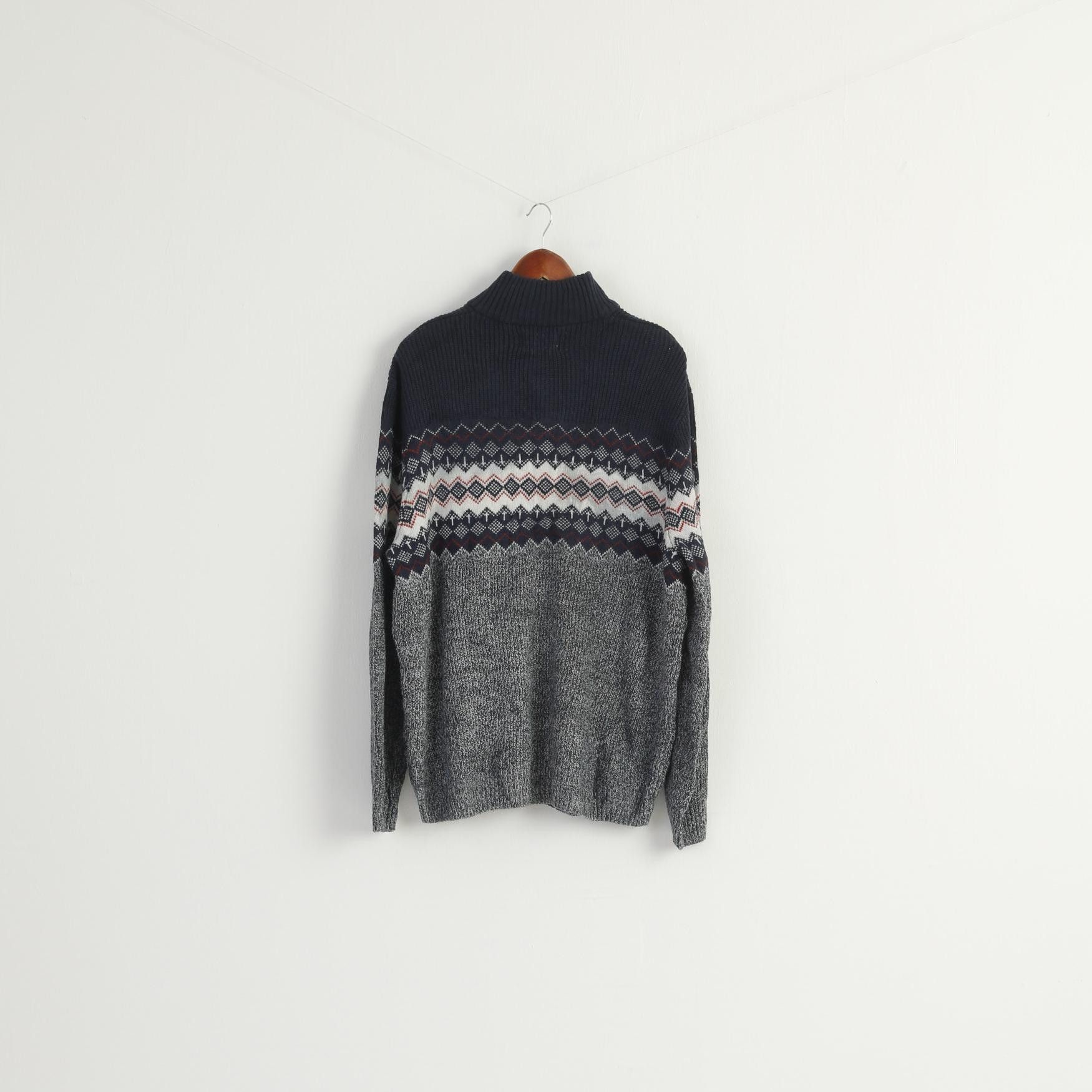 C&A C&A Men XL Jumper Navy Cotton Zip Neck 9696 Size US XL / EU 56 / 4 - 6 Thumbnail