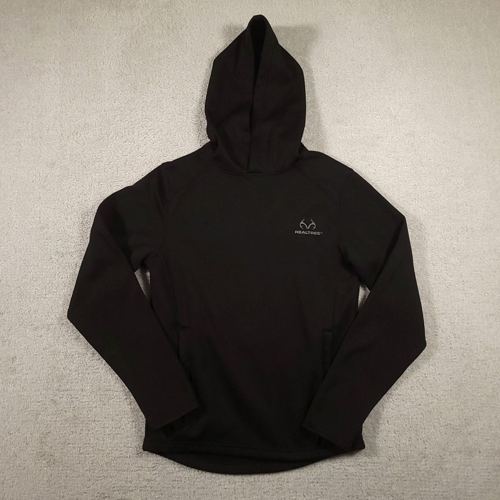 Realtree Realtree Hoodie Mens Small Black Performance Fleece Lined Pullover Zip Pockets Size US S / EU 44-46 / 1 - 2 Thumbnail
