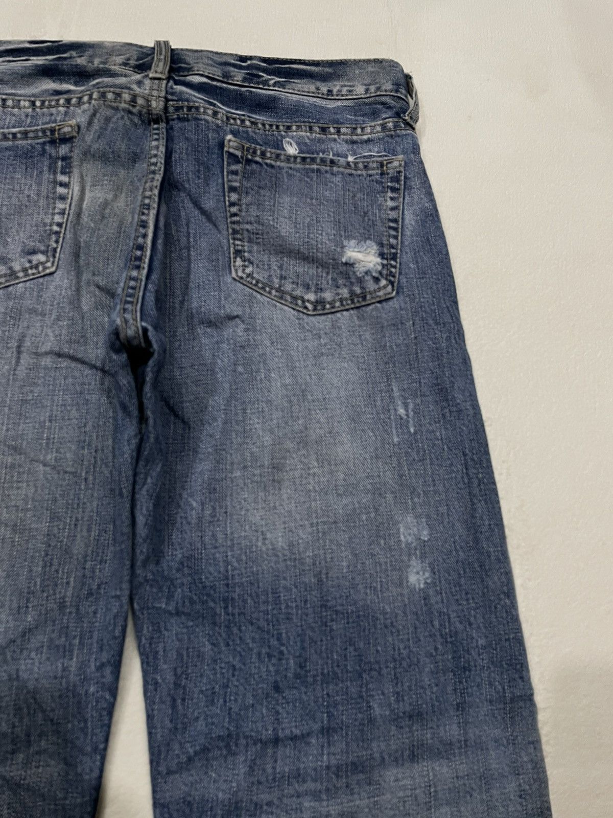 Japanese Brand Vintage Theoria faded distressed straight cut denim jeans Size US 33 - 14 Thumbnail