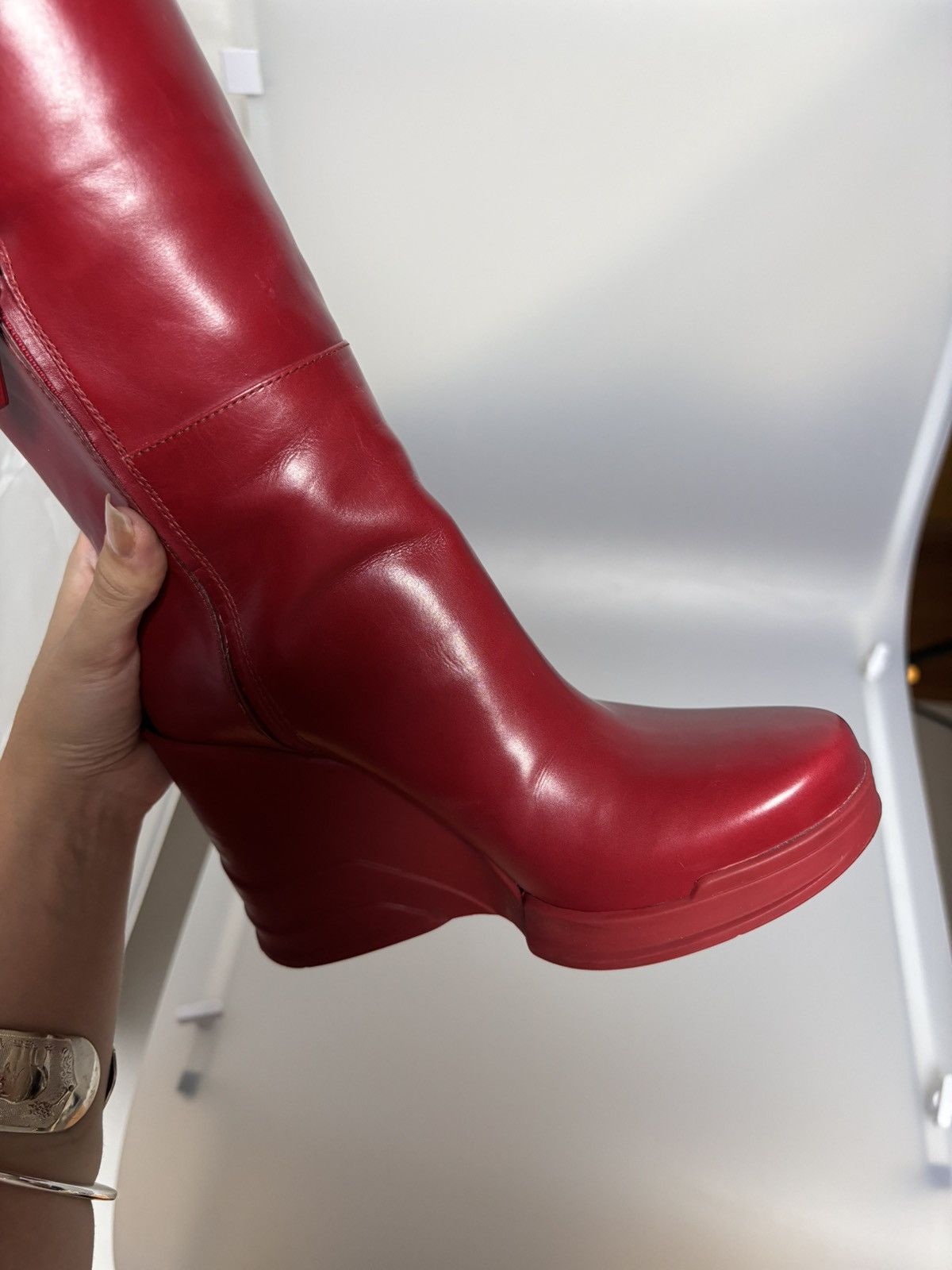 Prada PRADA Red Wedge Boots - Fall/Winter 2014 (EU 36) Size US 5 / IT 35 - 9 Thumbnail