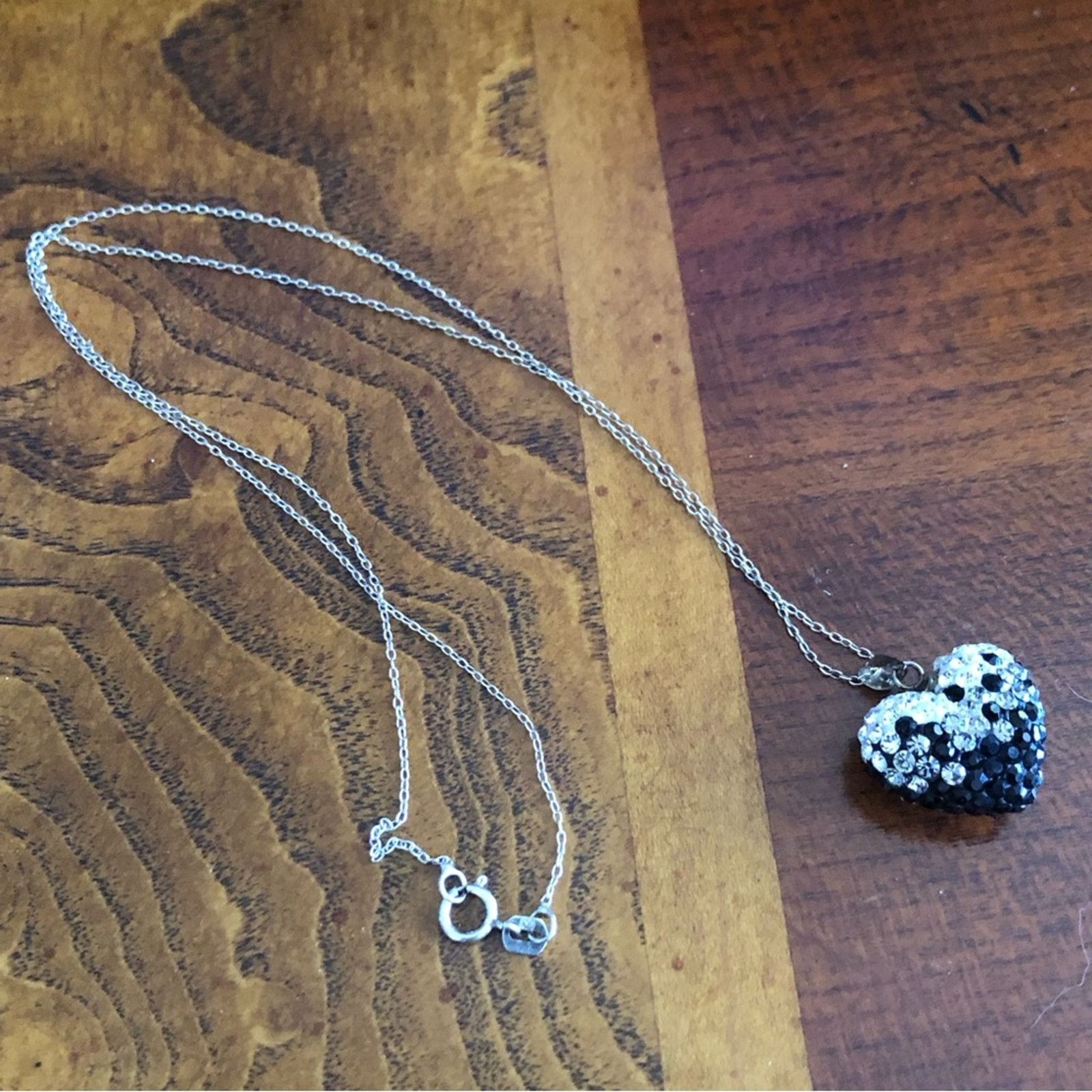 Jewelry Italy 925 sterling silver crystal covered heart necklace Size ONE SIZE - 10 Thumbnail