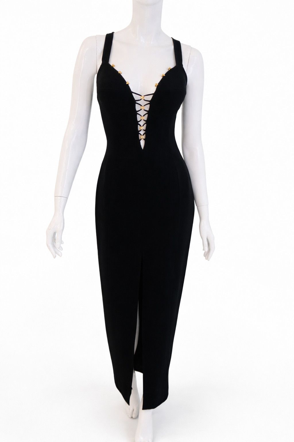 Other Impression - Vintage French Designer Evening Maxi Dress Size L / US 10 / IT 46 - 1 Thumbnail