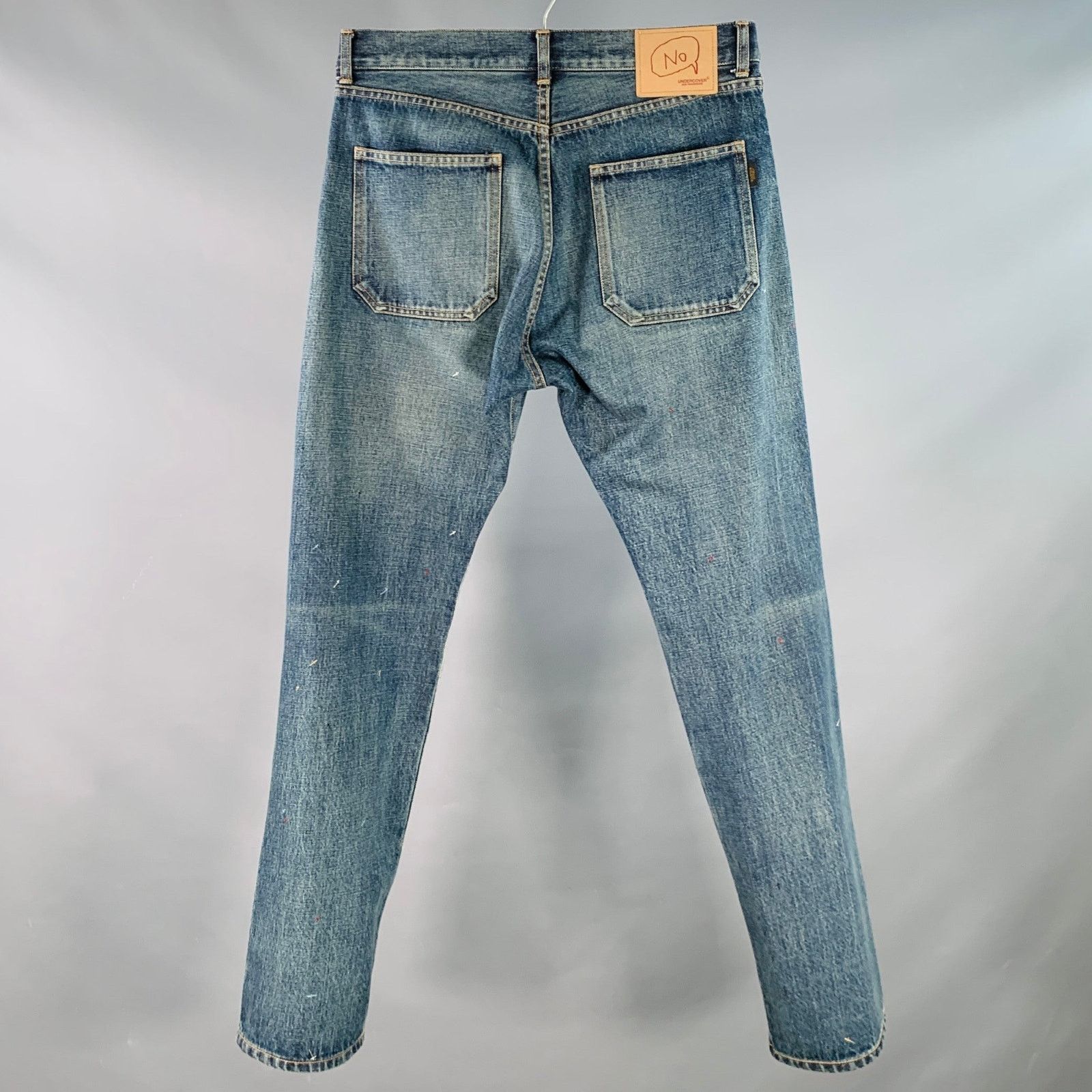 Undercover Blue Multi-Color Embroidery Cotton Relaxed Drop-Crotch Jeans Size US 32 / EU 48 - 3 Thumbnail