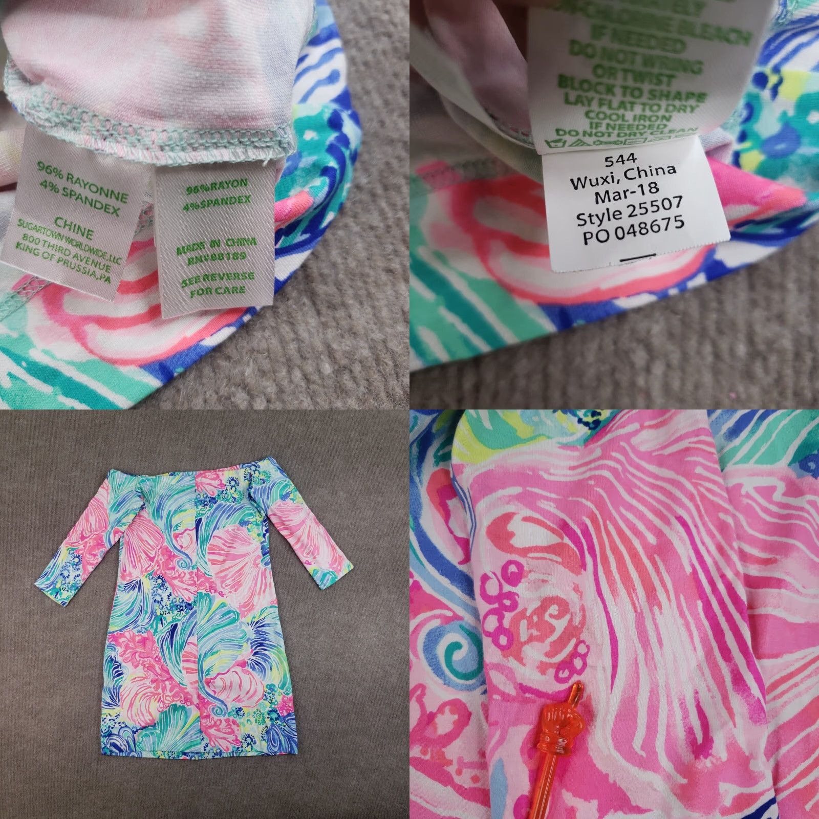 Lilly Pulitzer VINTAGE Lilly Pulitzer Laurana Dress Womens XS Pink Blue Off the Shoulder Beach Please Size XS / US 0-2 / IT 36-38 - 8 Thumbnail