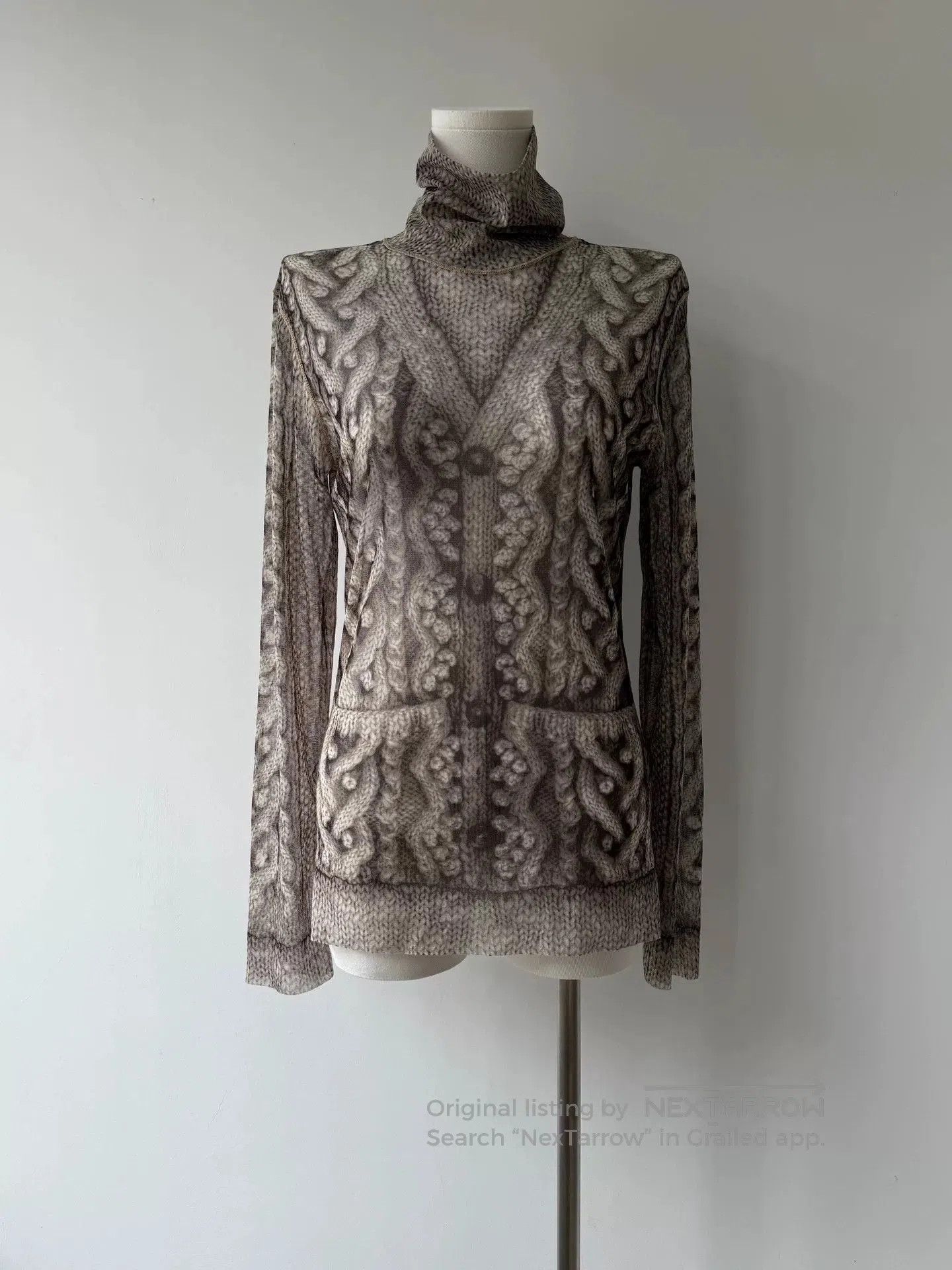 Jean Paul Gaultier Jean Paul Gaultier Sheer Knit High Collar Sweater. Size L / US 10 / IT 46 - 1 Thumbnail