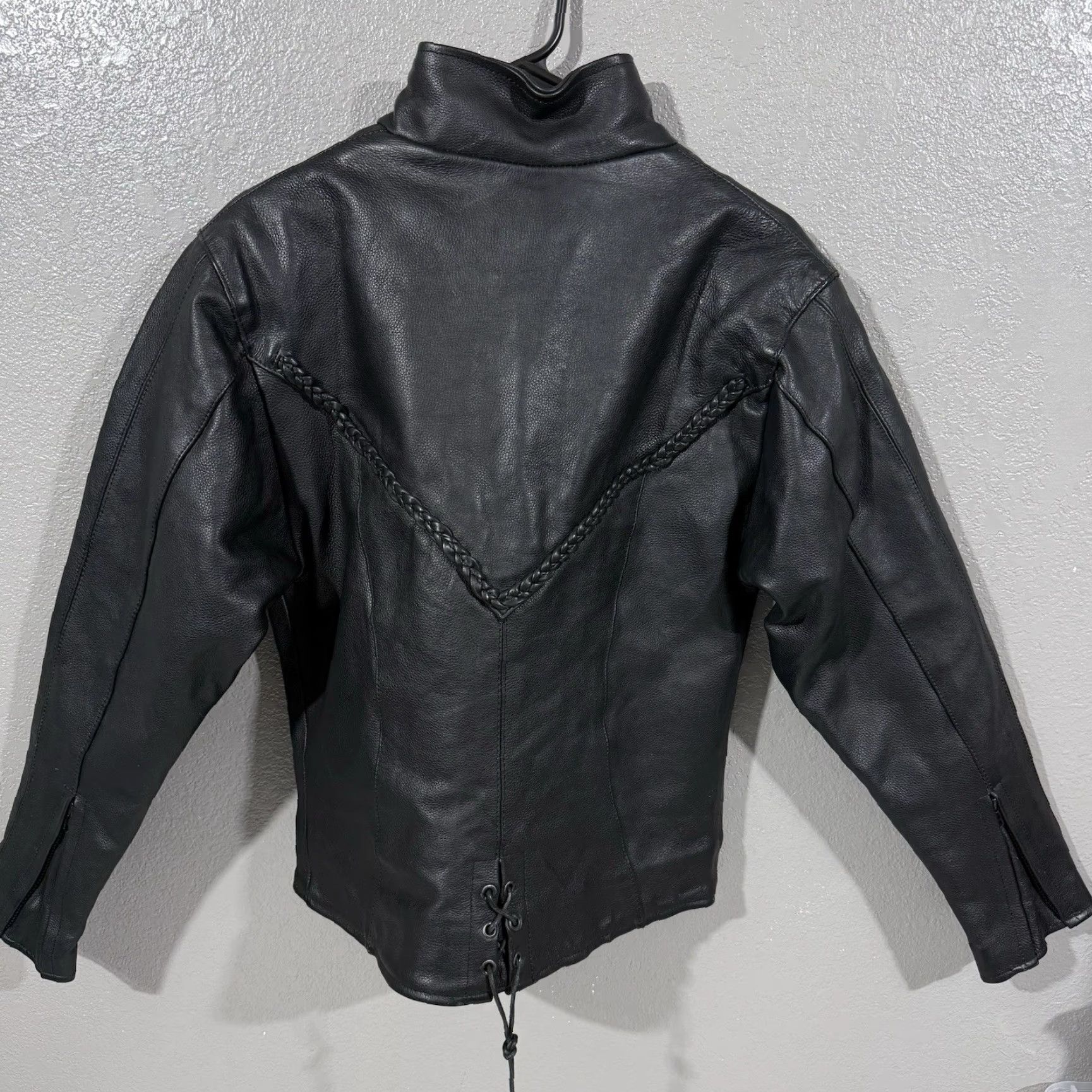 Element Xelement Leather Jacket Women’s M Black Braided Accents Motorcycle Zip Full Zip Ladies Jacket Size M / US 6-8 / IT 42-44 - 6 Thumbnail