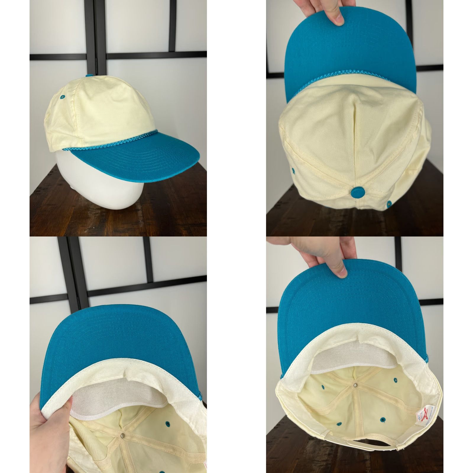 Vintage Lace Hat Snap Back Unisex Adults One Size Blue Cotton Polyester Blend 90s Outdoor Size ONE SIZE - 8 Thumbnail