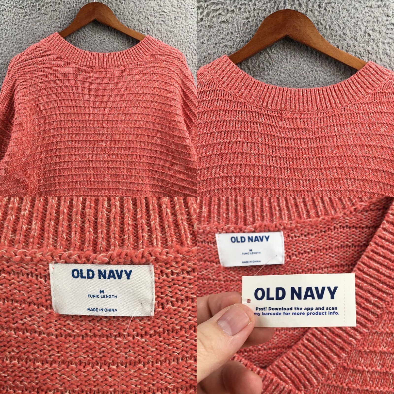 Old Navy Old Navy Sweater Womens M Coral Cotton Knitted Long Sleeve V-Neck Pullover NEW Size M / US 6-8 / IT 42-44 - 8 Thumbnail