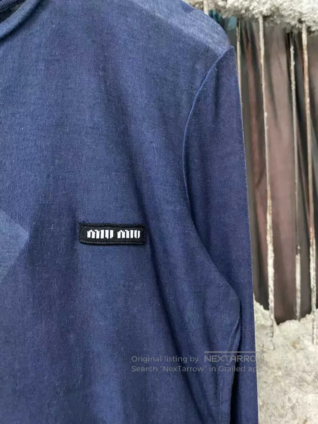 Miu Miu miumiu navy blue long sleeve fitted top. Size M / US 6-8 / IT 42-44 - 5 Thumbnail