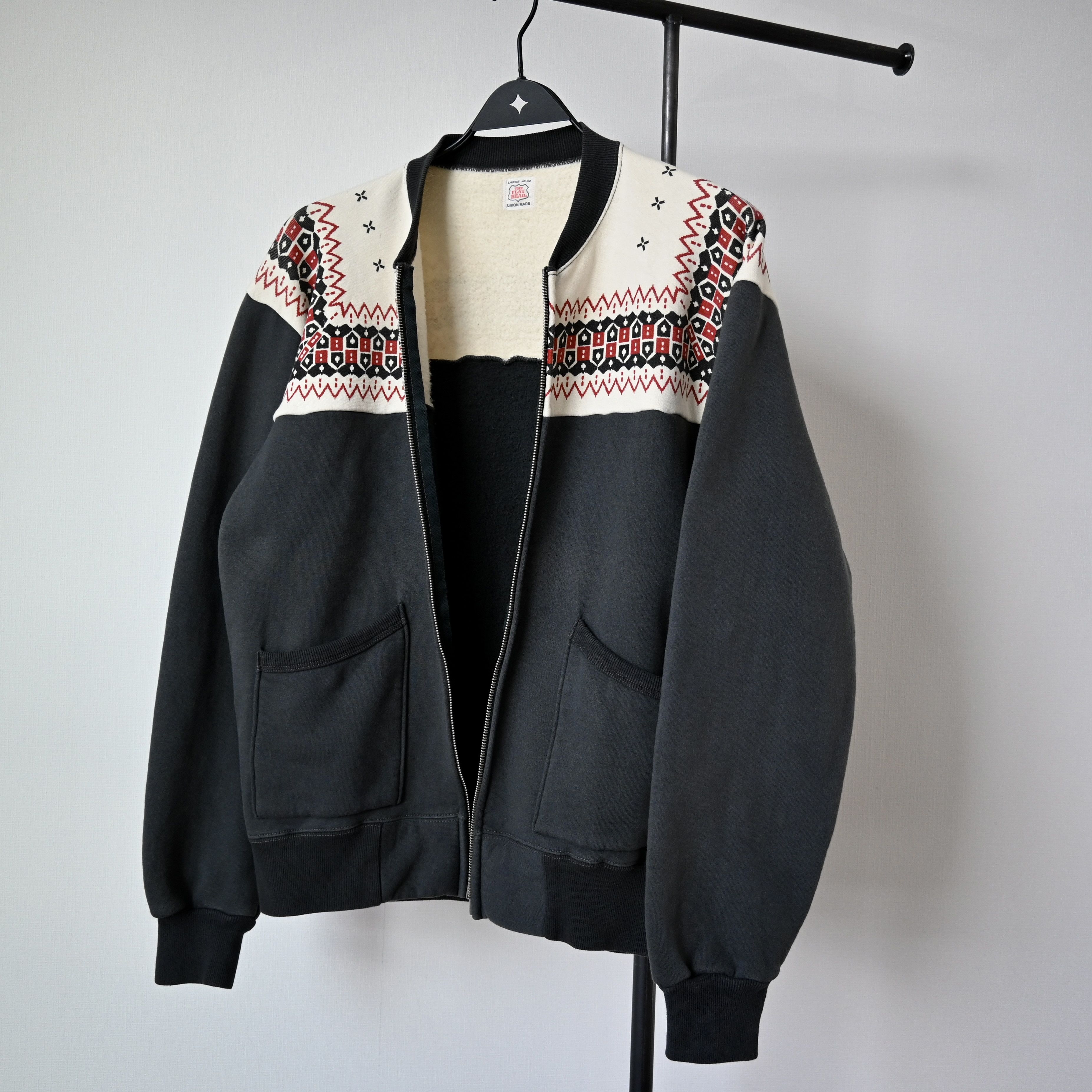 The Flat Head THE FLAT HEAD loopwheeled zip up sweatshirt, snow patterned Size US L / EU 52-54 / 3 - 21 Thumbnail