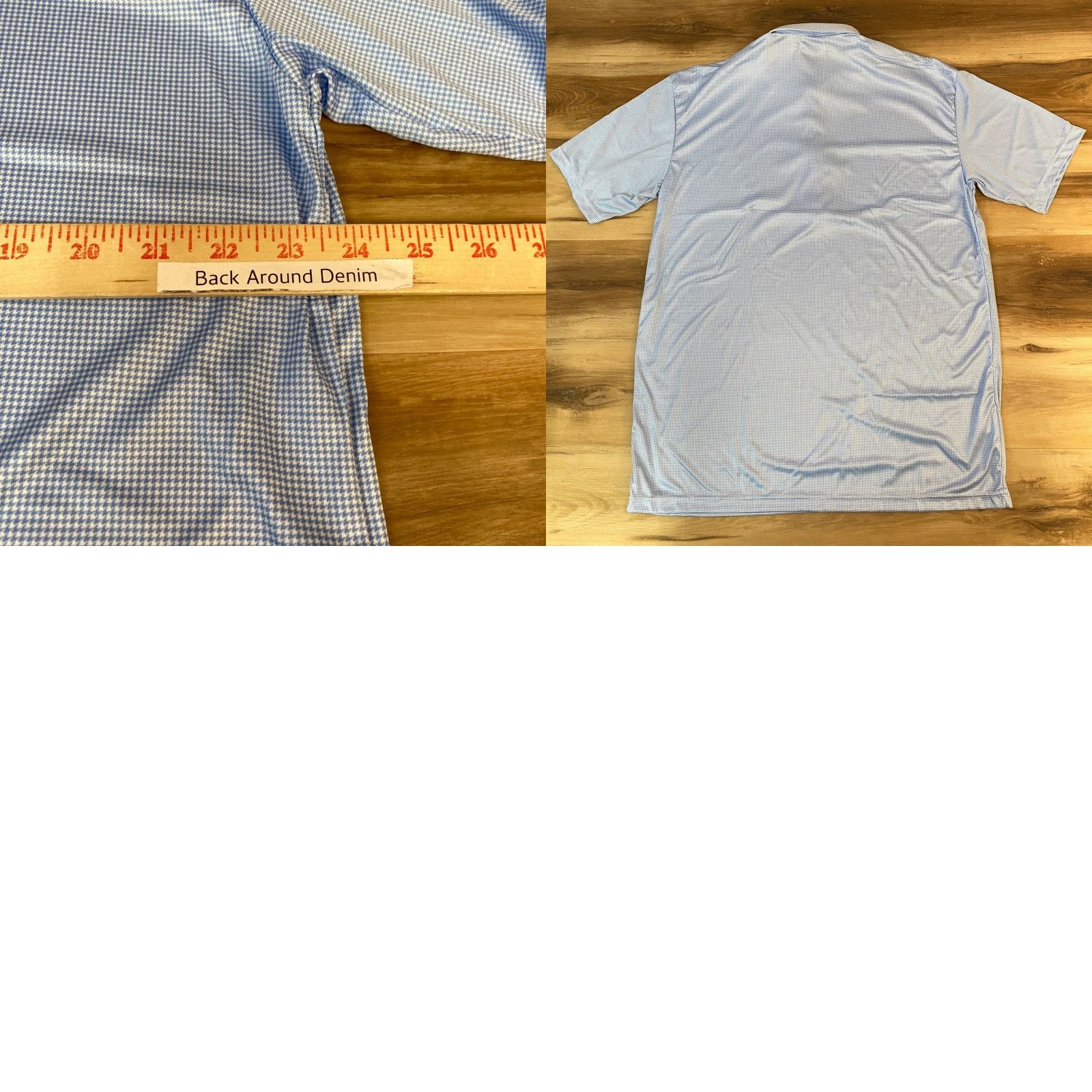 CO Collars & Co Polo Shirt Mens 2XL Blue Gingham Short Sleeve Button Down Collar Golf Casual Activewear Size 48R - 8 Thumbnail