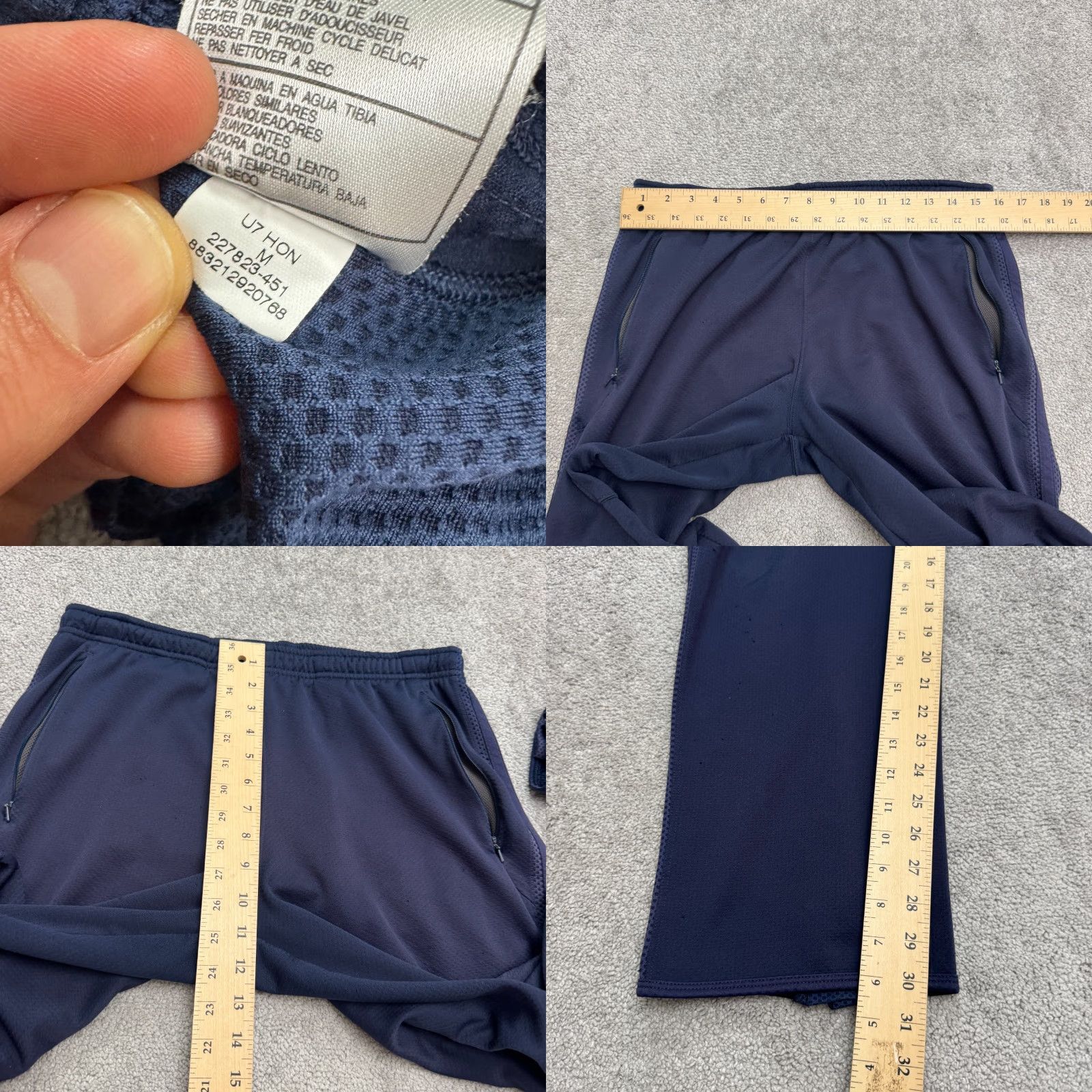 Nike Nike FIT Track Pants Mens M Navy Blue Straight Leg Ankle Zip Pockets Activewear Lightweight Size US 31 - 10 Thumbnail