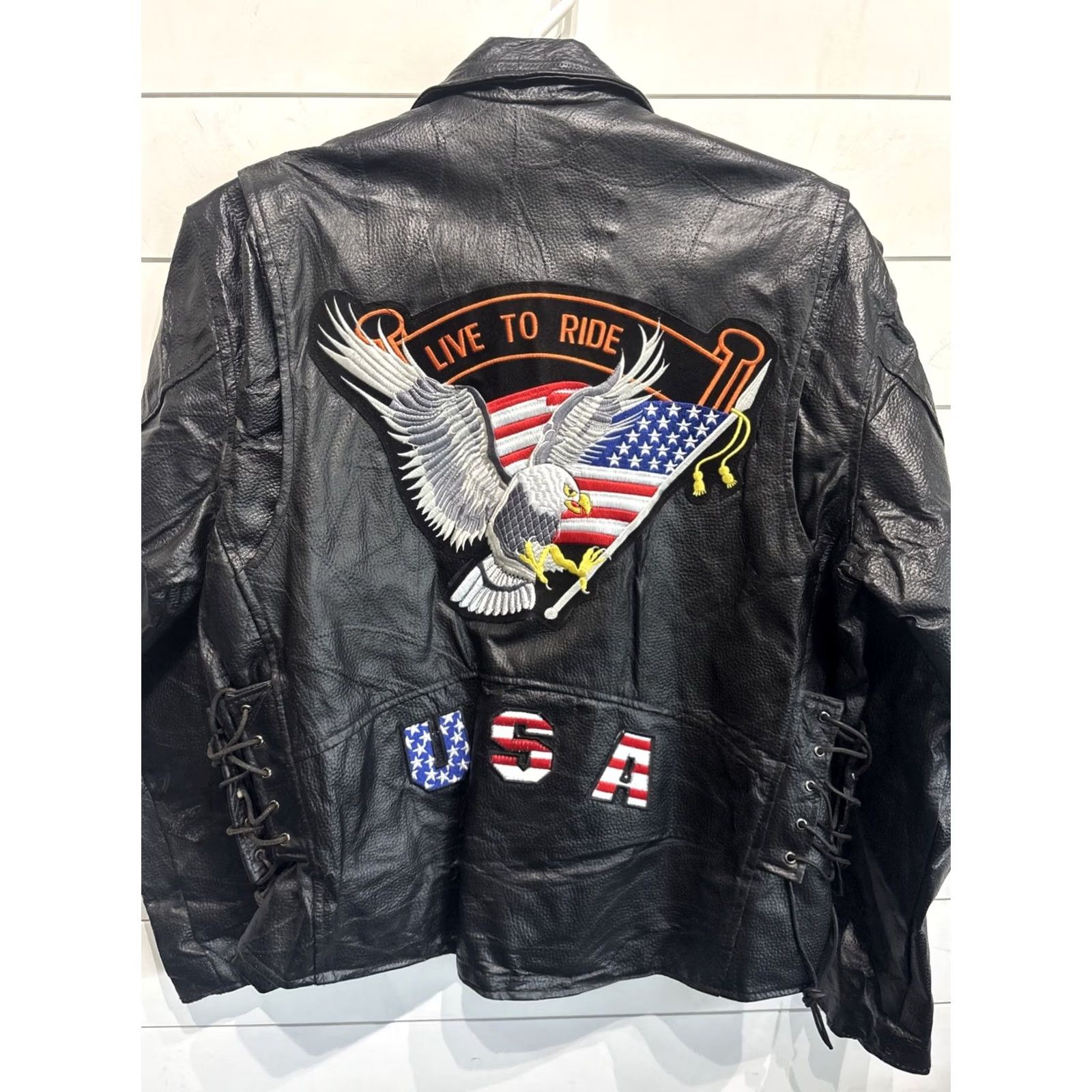 Vintage VINTAGE Diamond Plate Buffalo Patchwork Leather Motorcycle Jacket Coat Mens Large Jacket Size US L / EU 52-54 / 3 - 2 Thumbnail