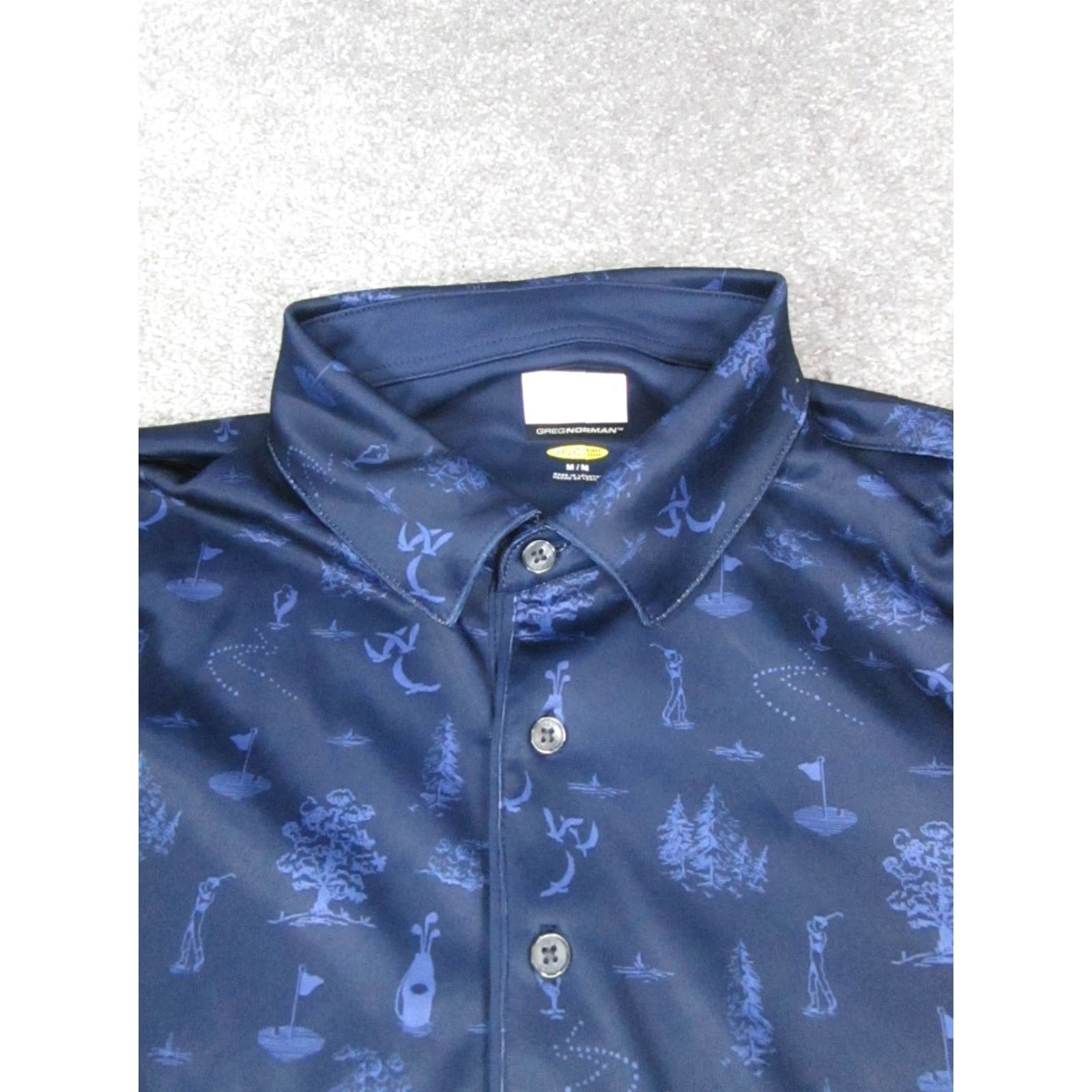 Vintage Greg Norman Polo Shirt Men Medium Blue PlayDry Golf Shirt - Fair Isle Pattern, Short Sleeve, Collared, Button-Front, Regular Fit - Mens Polo Size US M / EU 48-50 / 2 - 2 Thumbnail