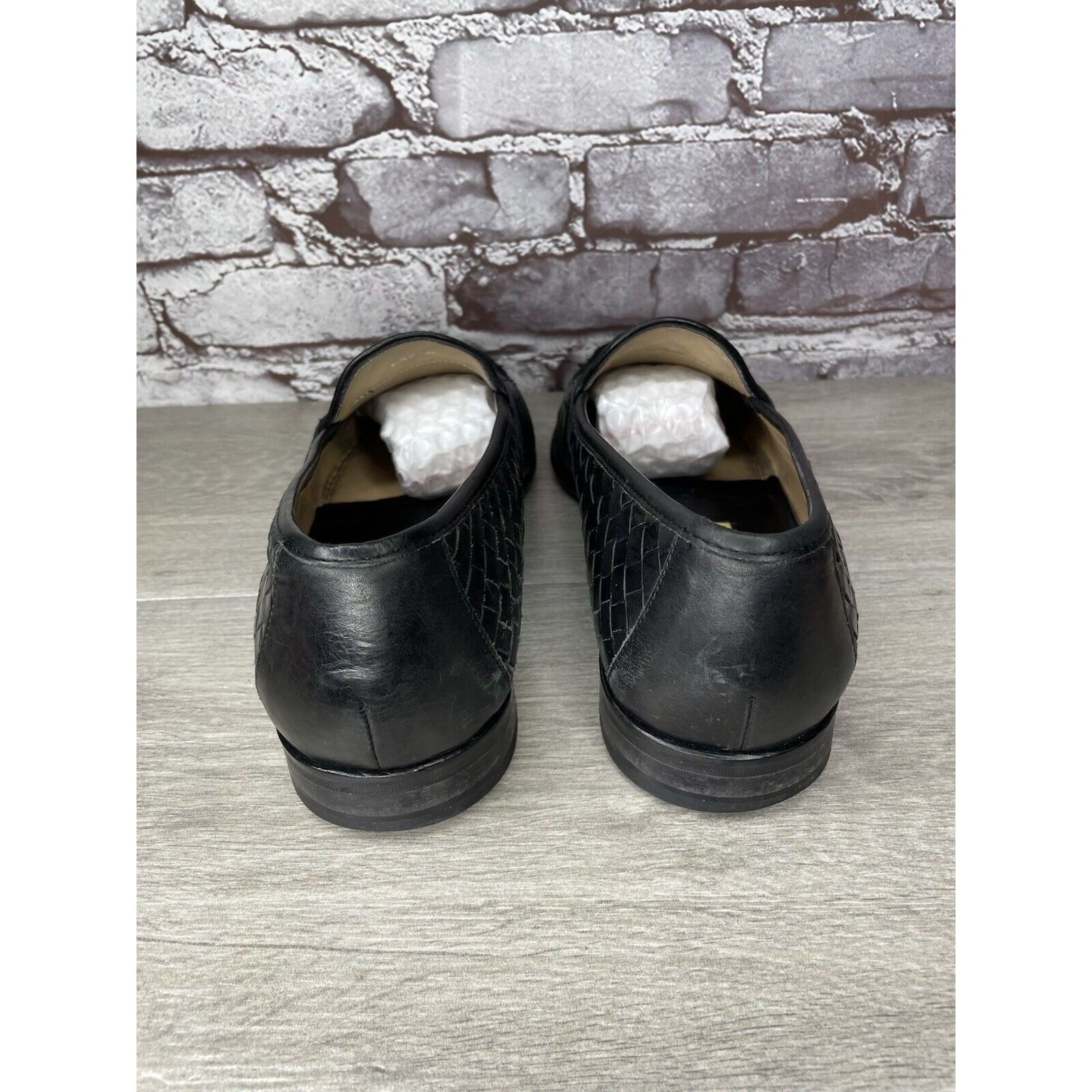 Cole Haan Cole Haan Black Leather Basket Weave Penny Loafers Dress Sho Size US 12 / EU 45 - 4 Thumbnail
