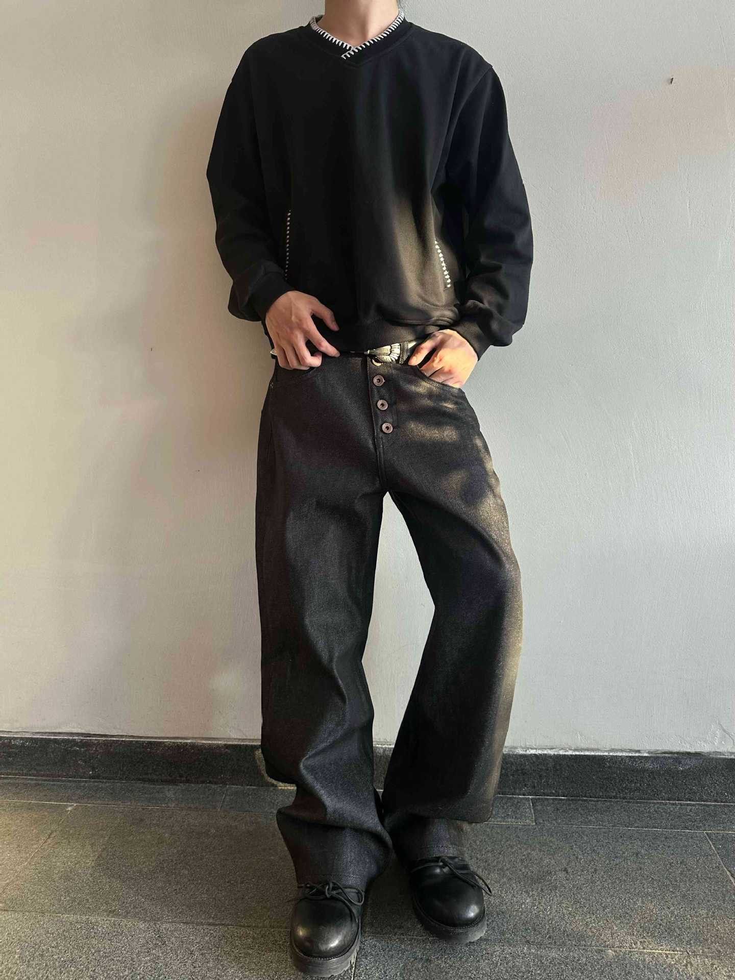 Japanese Brand American retro washed loose wide-leg straight jeans Size US 32 / EU 48 - 1 Thumbnail