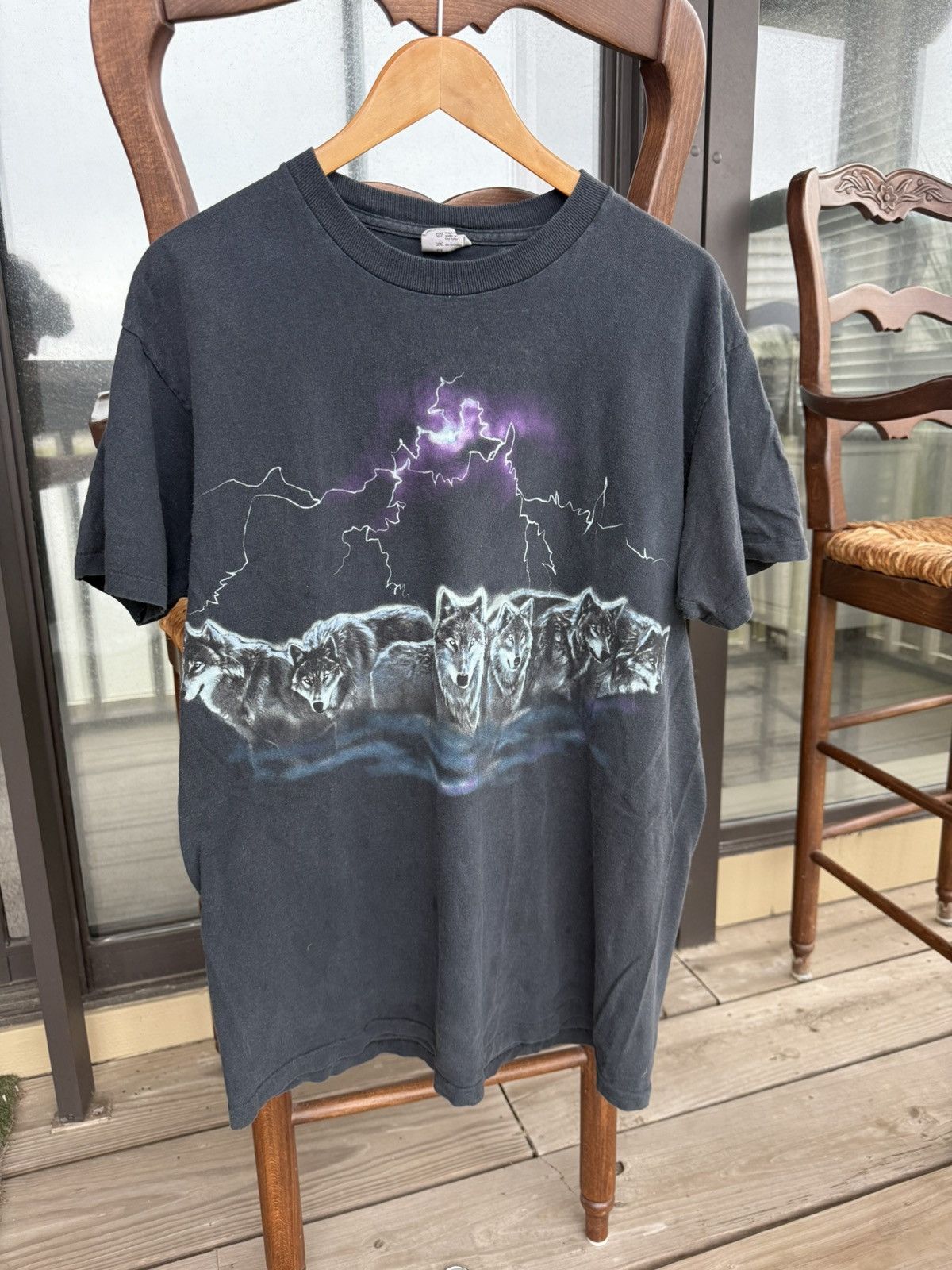 Vintage Vintage Wolf Lightning Graphic Tee Size US L / EU 52-54 / 3 - 1 Thumbnail