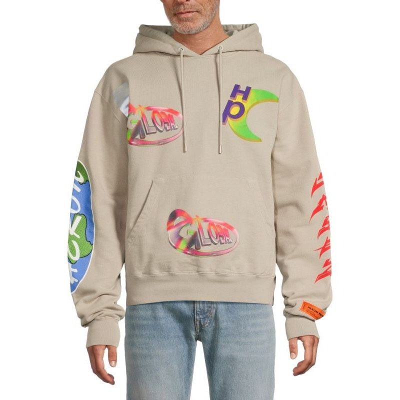 Heron Preston Heron Preston NWT Global Collage Grey Cotton Graphic Hoodie Size US M / EU 48-50 / 2 - 1 Thumbnail