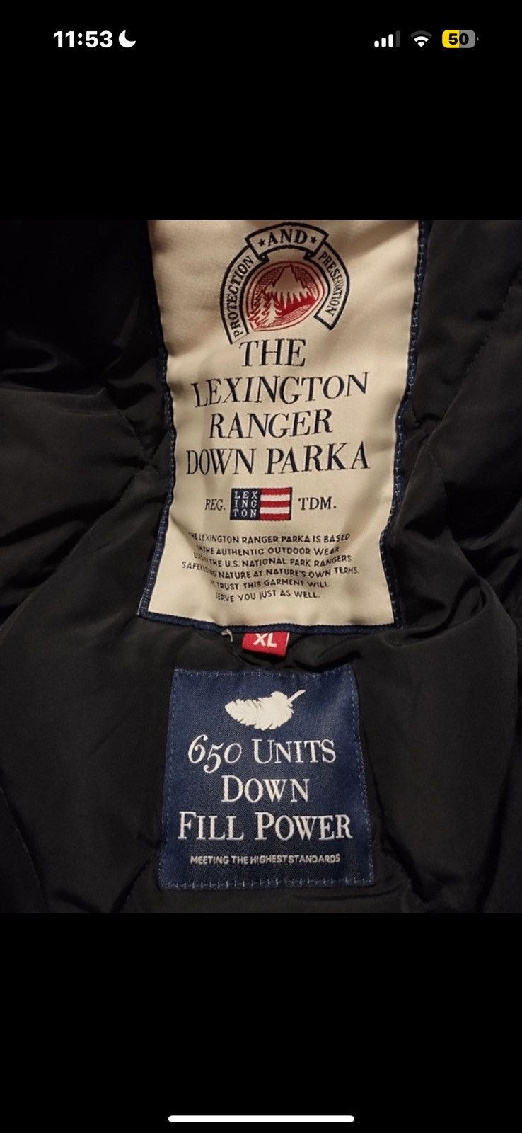 Lexington Ranger Down Parka down jacket size XL like new
