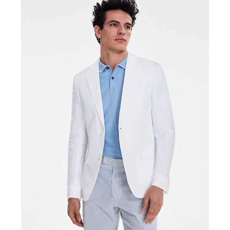 Tommy Hilfiger Tommy Hilfiger Men's White Linen Suit Sport Coat Size 42L Size 42L - 1 Thumbnail