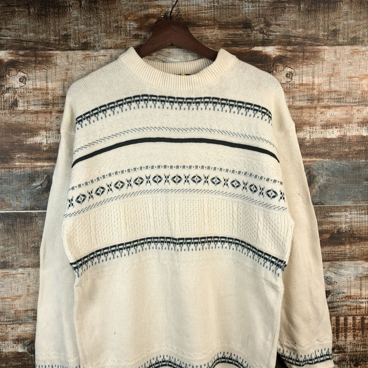 Homespun Knitwear DL Guy vintage japan stripe White sweatshirt Knitwear #C752 Size US M / EU 48-50 / 2 - 2 Thumbnail