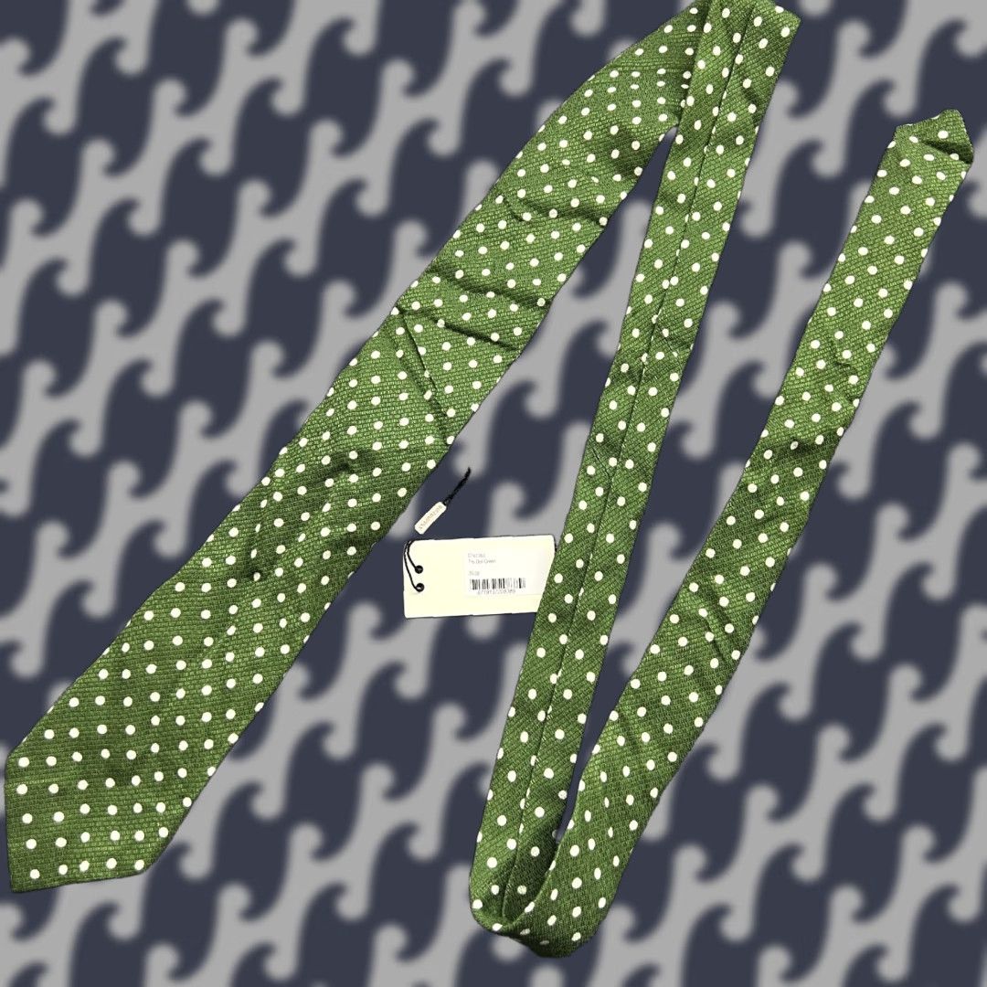 Suitsupply SUITSUPPLY Mens 100% Silk Green Tie Polka Dot Size ONE SIZE - 1 Thumbnail