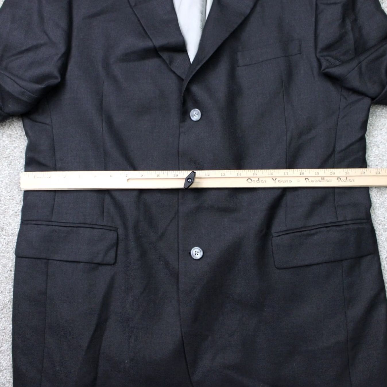 Jos. A. Bank Jos. A. Bank Blazer Mens 46L Black Wool/Silk/Ramie Blend 3 Button Single Vent Tweed Solid Long Notch Front Single-Breasted Regular Mens Blazer Size 46R - 5 Thumbnail