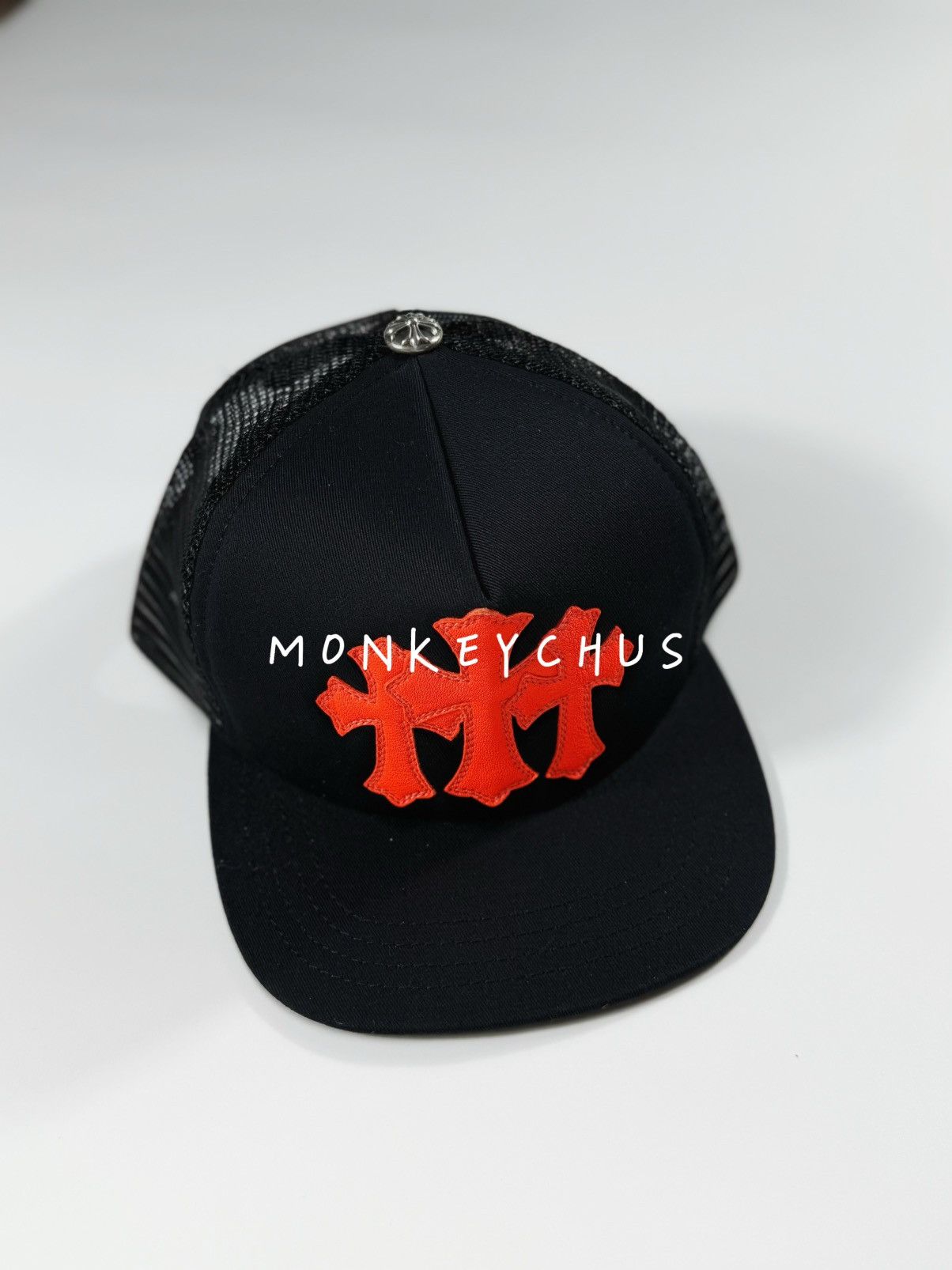 Chrome Hearts 🔥Chrome Hearts Black Orange Triple Cross Patches Hat🔥 Size ONE SIZE - 1 Thumbnail
