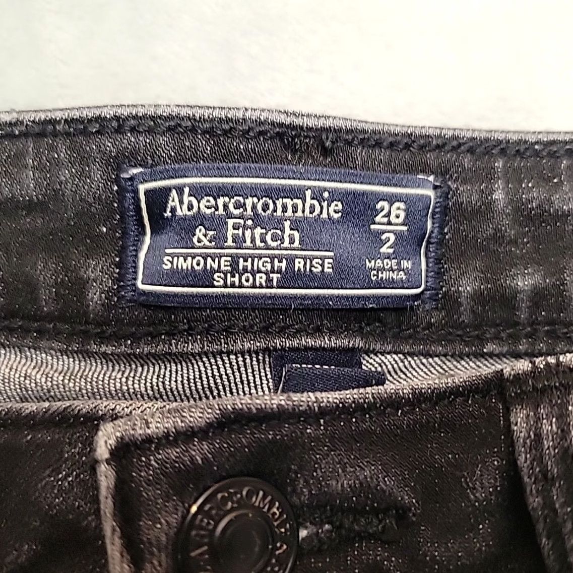 Abercrombie & Fitch Abercrombie & Fitch Shorts Women 26 Black Denim Simone Booty Biker Y2K Mini Shirt Size 26" / US 2 / IT 38 - 2 Thumbnail