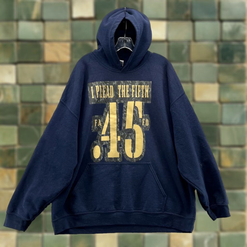 Gildan Plead The Fifth Hoodie Mens 2XL Blue Workwear Western Streetwear Hunting Camp Shirt? Size US XXL / EU 58 / 5 - 1 Thumbnail