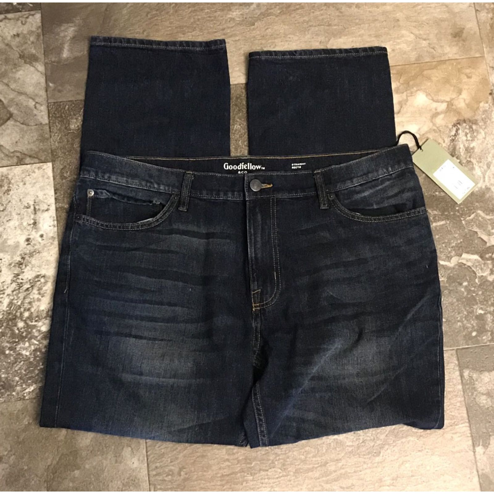Vintage Goodfellow Jeans Mens 38 Blue NEW Denim 38x32 Straight Karl NWT Size US 38 / EU 54 - 2 Thumbnail