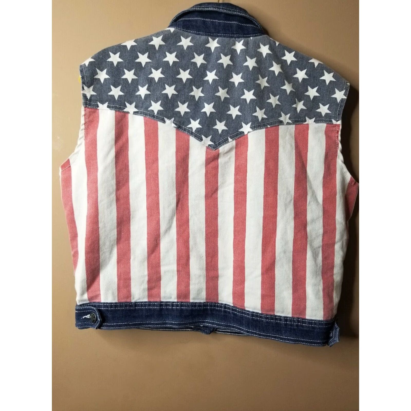 Vintage VINTAGE Blue Faith Denim Vest Shirt Womens L American Flag Patriot Cropped Jeans Style 90s Womens Mens? Size 36" / US 14 / IT 50 - 3 Thumbnail
