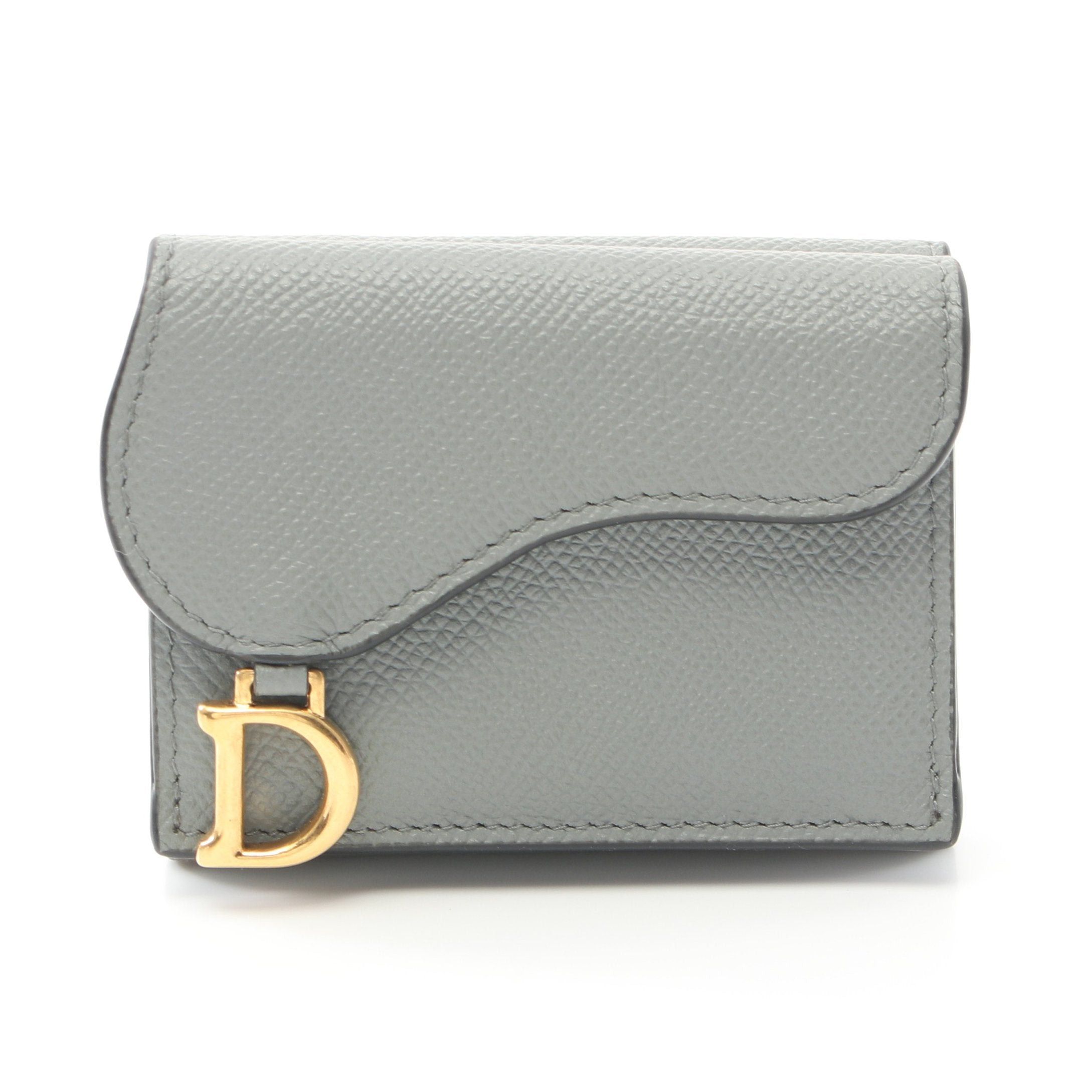 Dior Dior Saddle Trifold Wallet Compact Leather Gray Size ONE SIZE - 1 Thumbnail