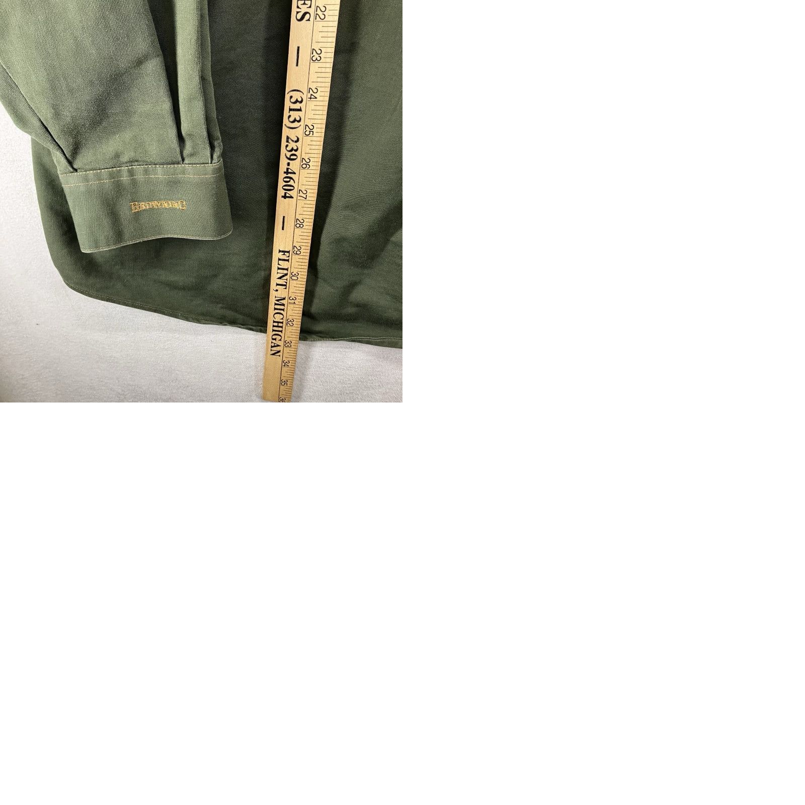 Vintage VINTAGE Browning Shirt Mens Large Green Textured Chest Pockets Point Collar Heavy Cotton Casual Workwear All Seasons Long Sleeve Logo Button-Front Size US L / EU 52-54 / 3 - 12 Thumbnail