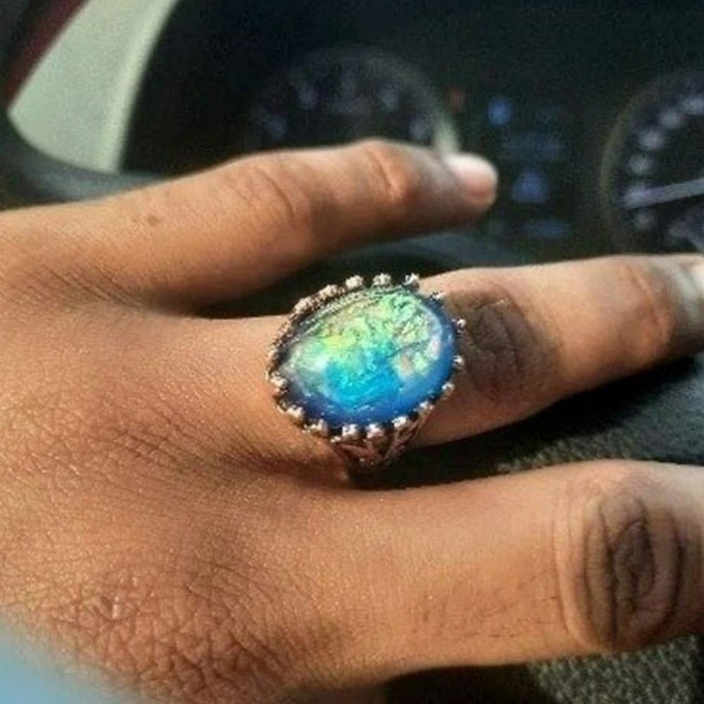 Designer Men's Blue Glass Mosaic Rose Gold Turkish Ring - Size 8 Size ONE SIZE - 7 Thumbnail
