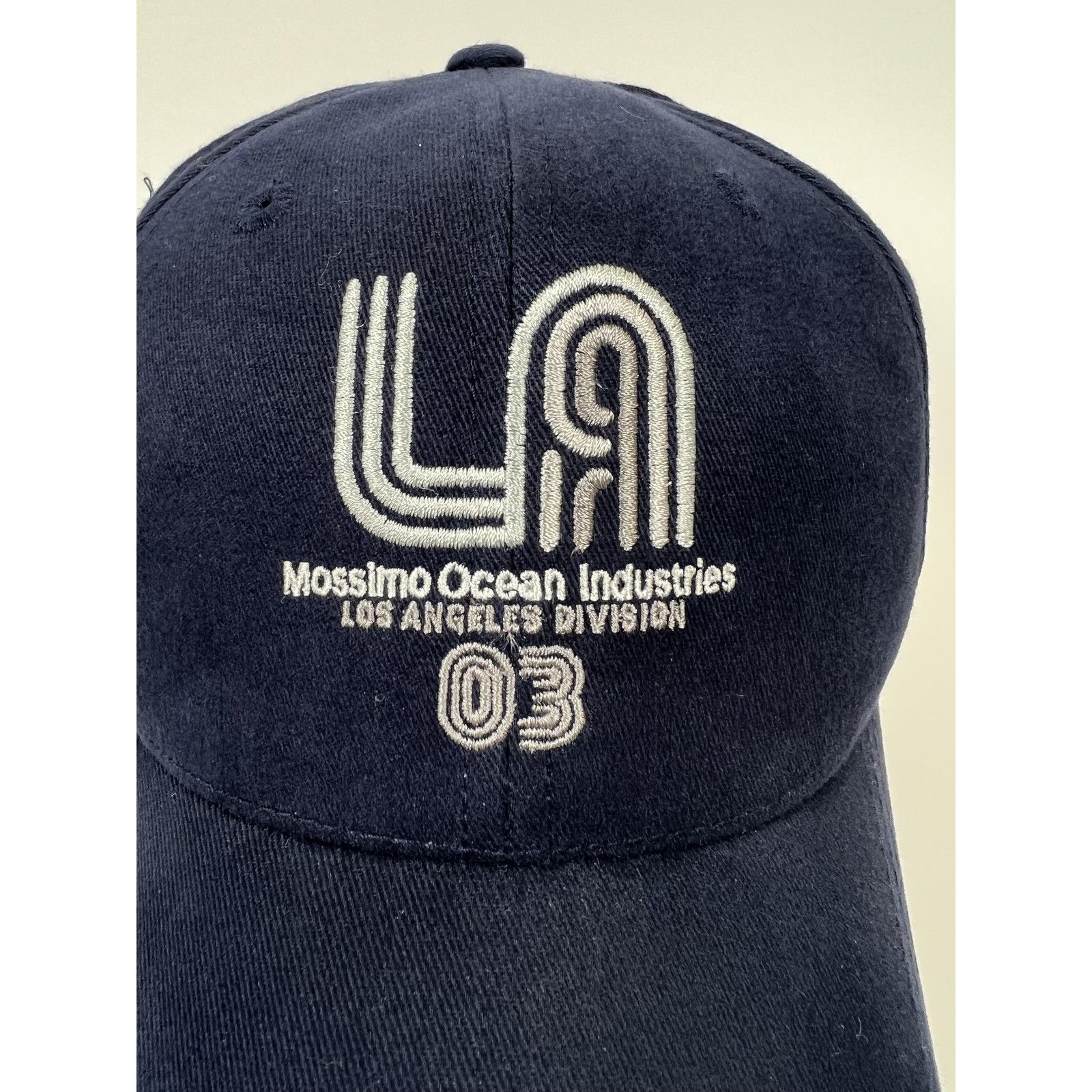 Mossimo Vintage Mossimo LA Hat Cap Fitted Mens One Size Navy Blue Y2 Size ONE SIZE - 2 Thumbnail