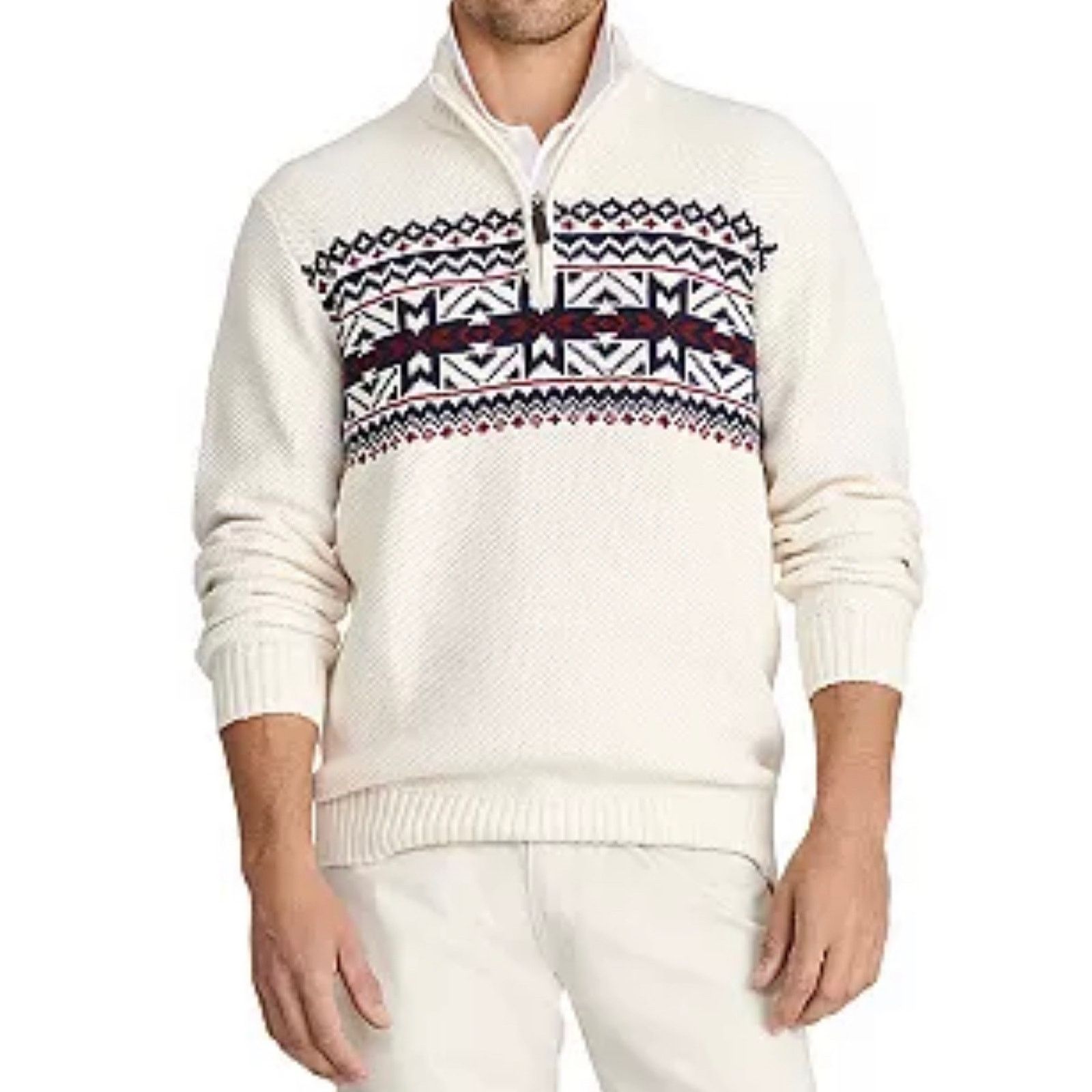Izod Izod White Quarter Zip Argyle Knit Sweater Christmas XXL Size US XXL / EU 58 / 5 - 1 Thumbnail