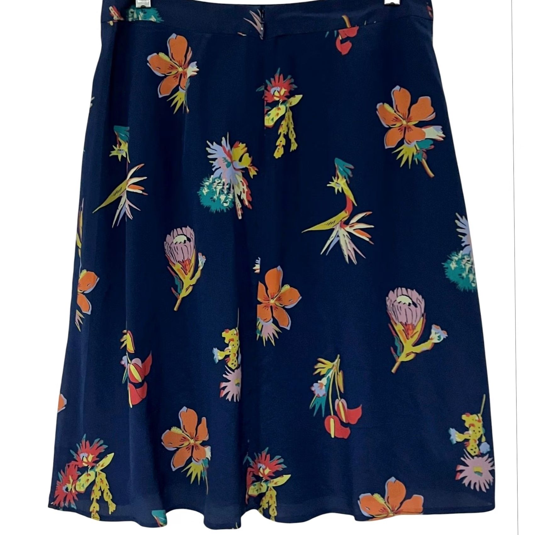 Madewell Madewell Silk Atrium Skirt Bird of Paradise Floral Dark Blue Size 6 Size 28" / US 6 / IT 42 - 3 Thumbnail