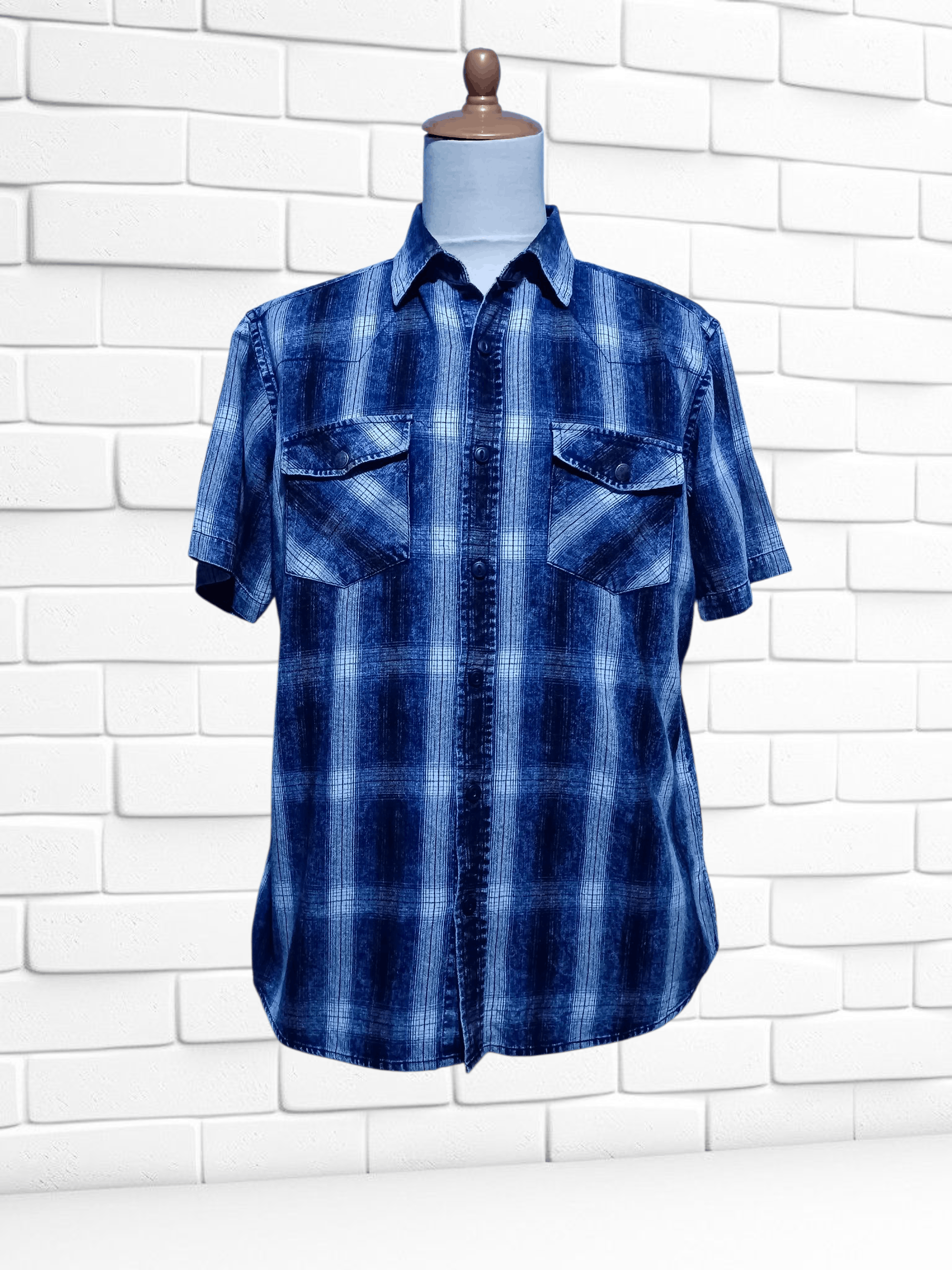 Vintage Spinash Indigo Wash Check Western Style