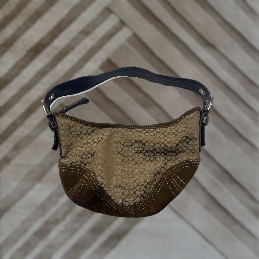 Coach VINTAGE Coach Signature Brown Suede Soho Mini Hobo Shoulder Bag Small Women 10 in 6.5 in 1 in Logo Est.1980s/2000s? Size ONE SIZE - 1 Thumbnail