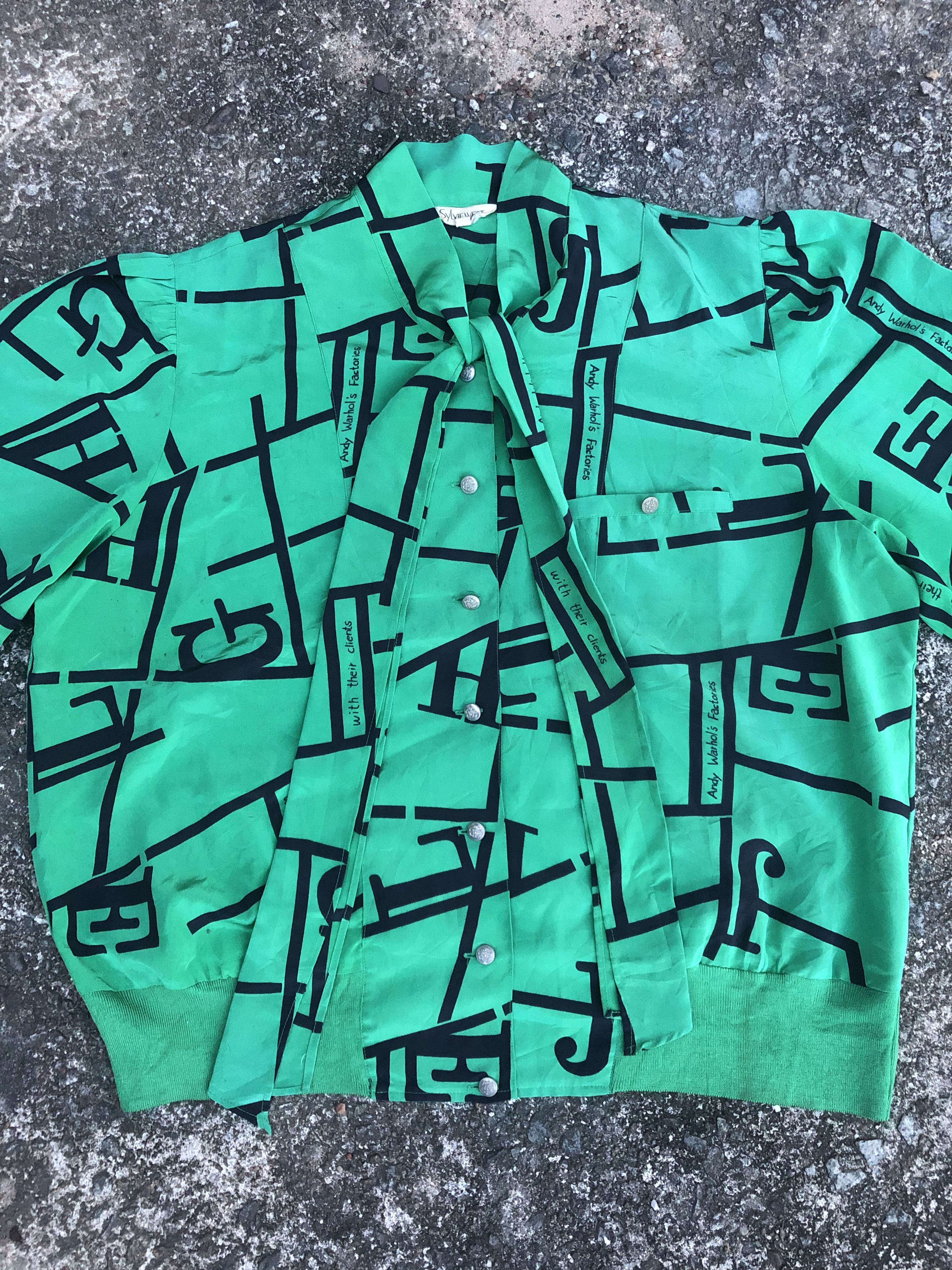 Vintage 🔥Vintage ANDY WARHOL'S FACTORIES Satin Button-down Blouse Size L / US 10 / IT 46 - 5 Thumbnail